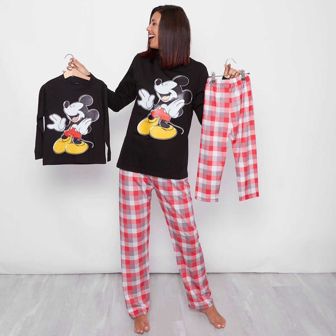 Pijama Mickey Smile manga larga y pantalón rojo