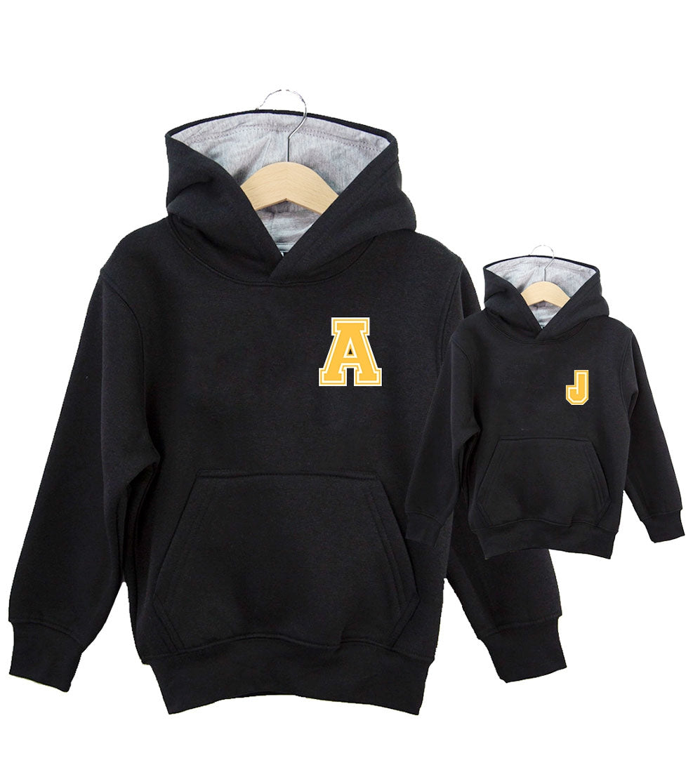 Black Premium Initial Sweatshirt Mini Hood