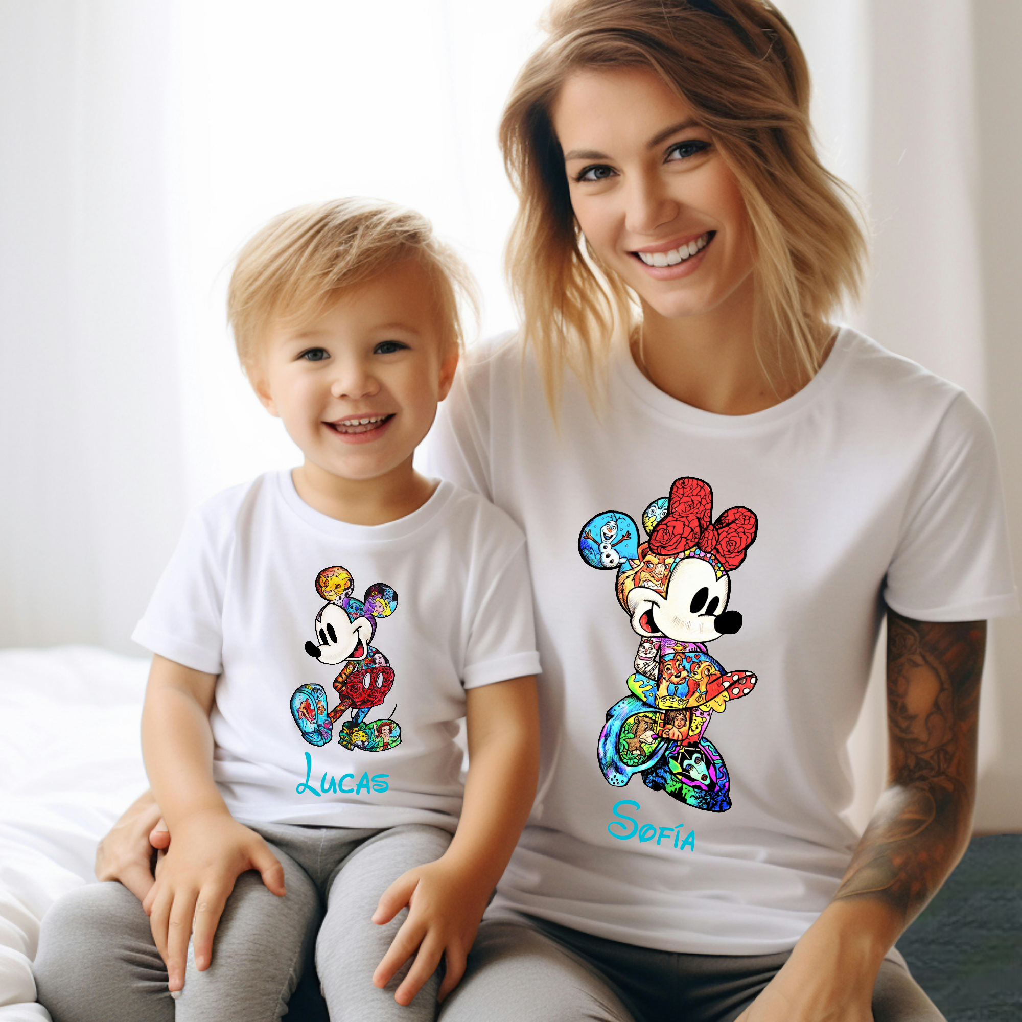 Camiseta Minnie & Mickey drawings Personalizada