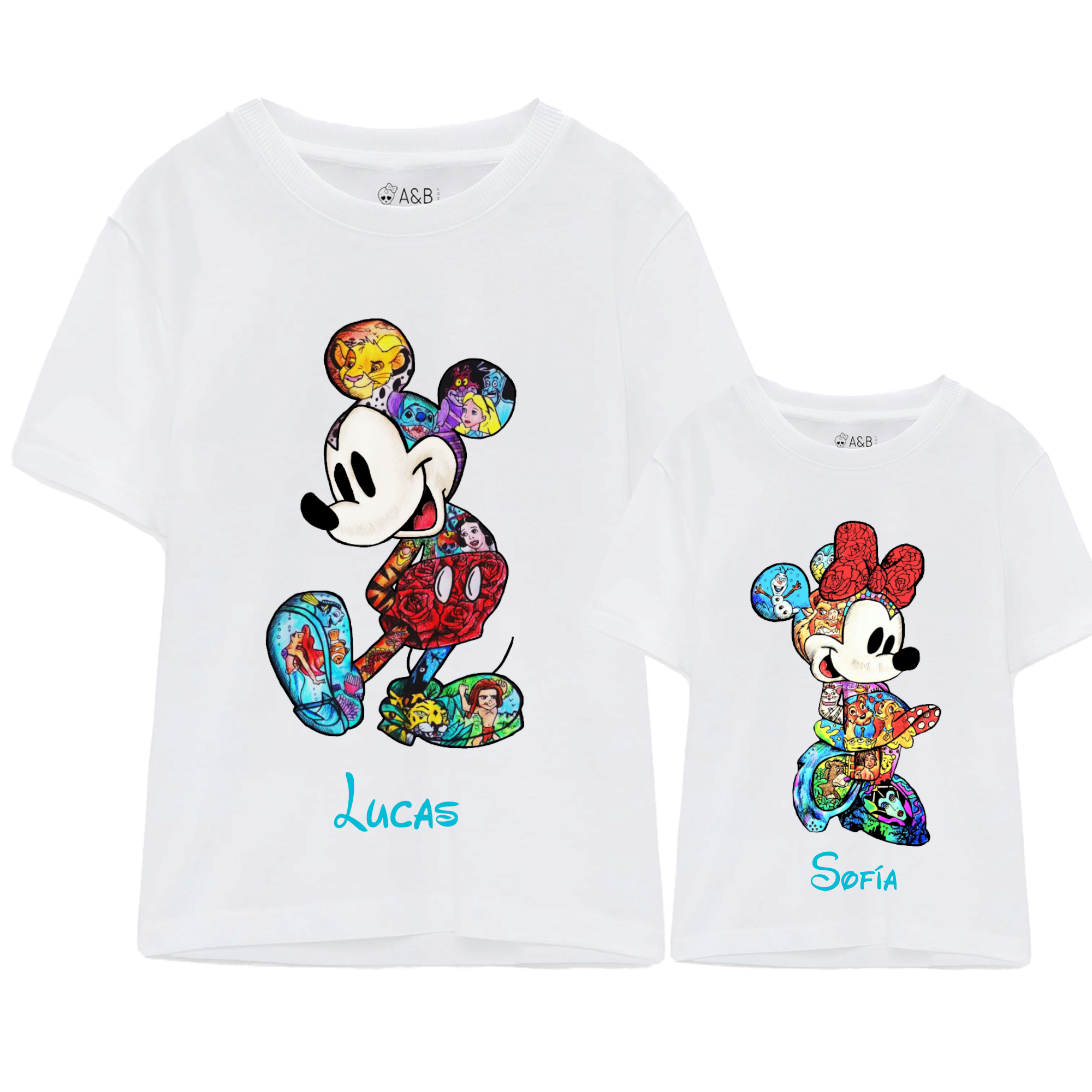 Camiseta Minnie & Mickey drawings Personalizada