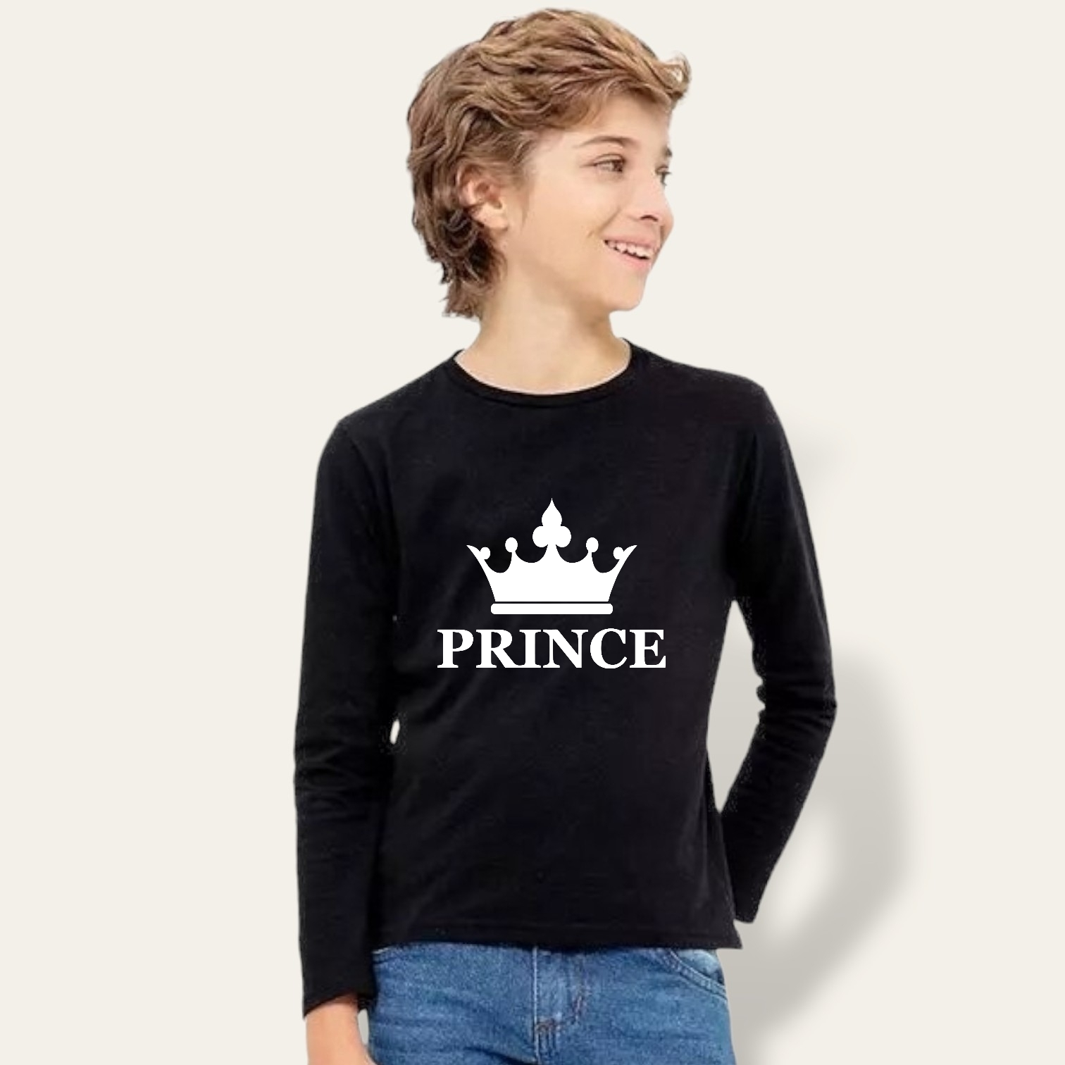 Camiseta Crown King-Queen-Princess-Prince manga larga