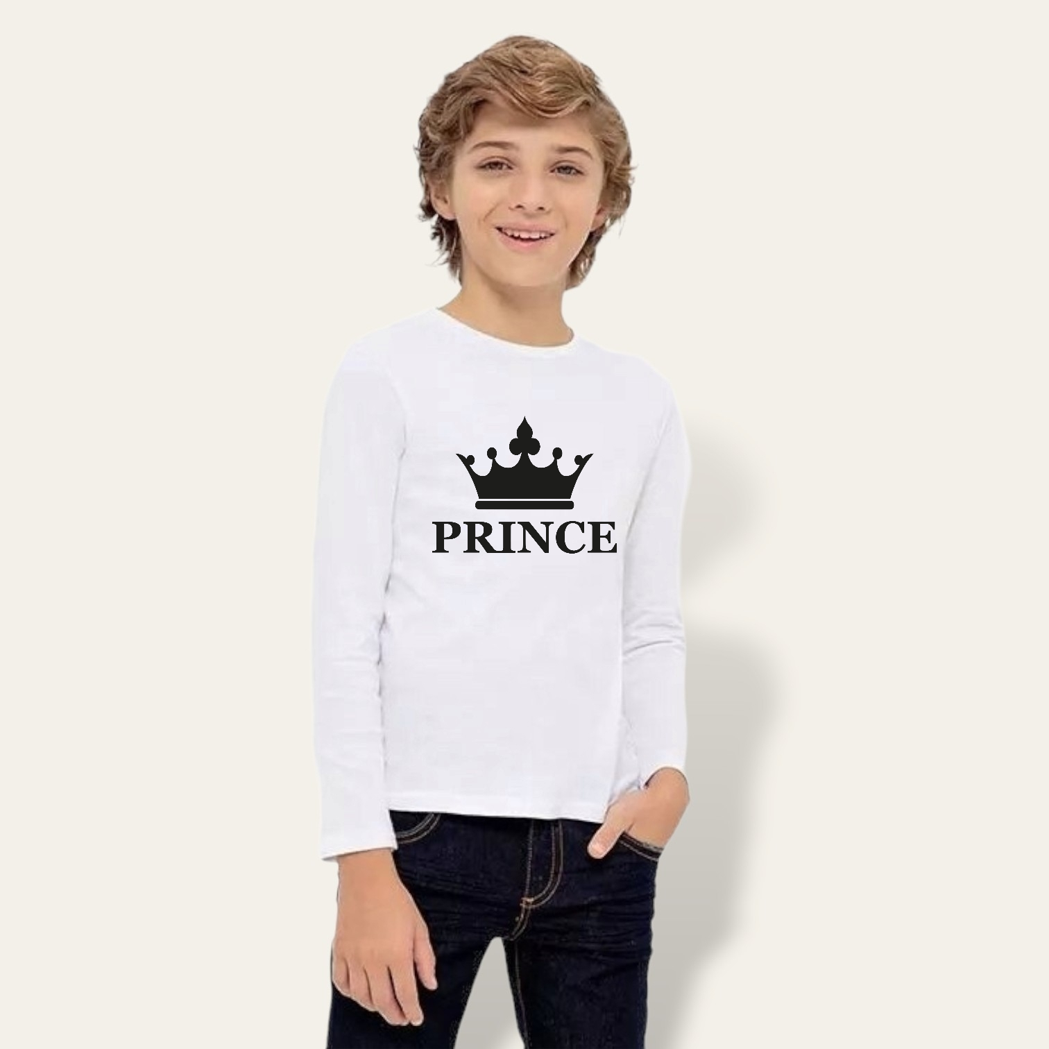 Camiseta Crown King-Queen-Princess-Prince manga larga