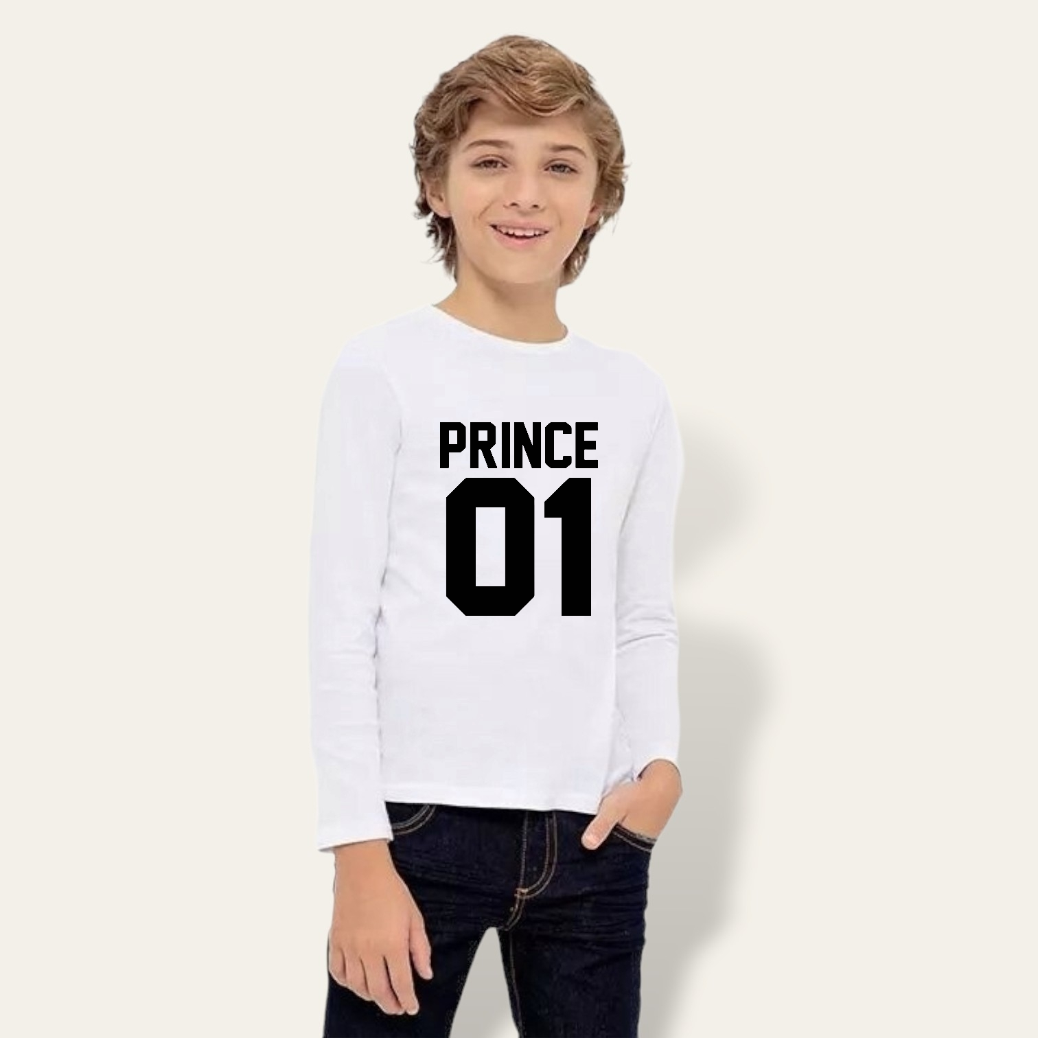Camiseta King-Queen-Princess-Prince manga larga