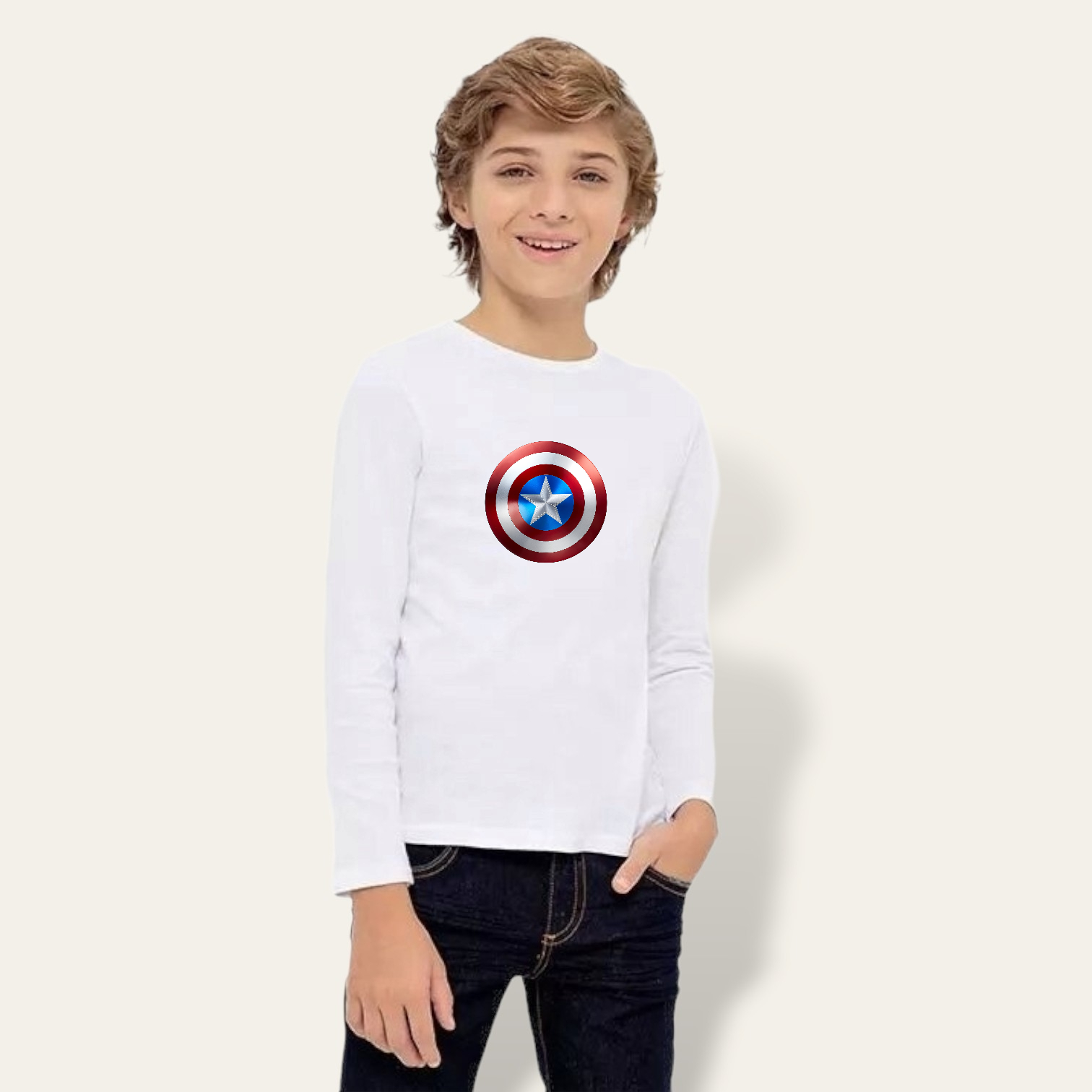 Camiseta Capitan america mini manga larga