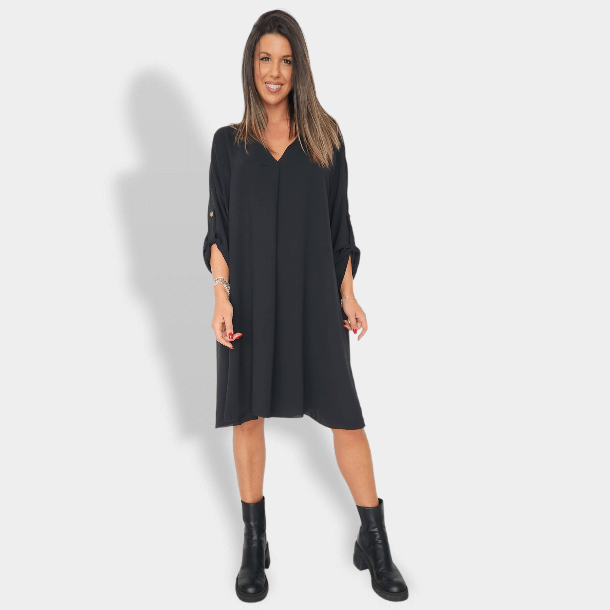 Vestido Lucilde negro manga larga