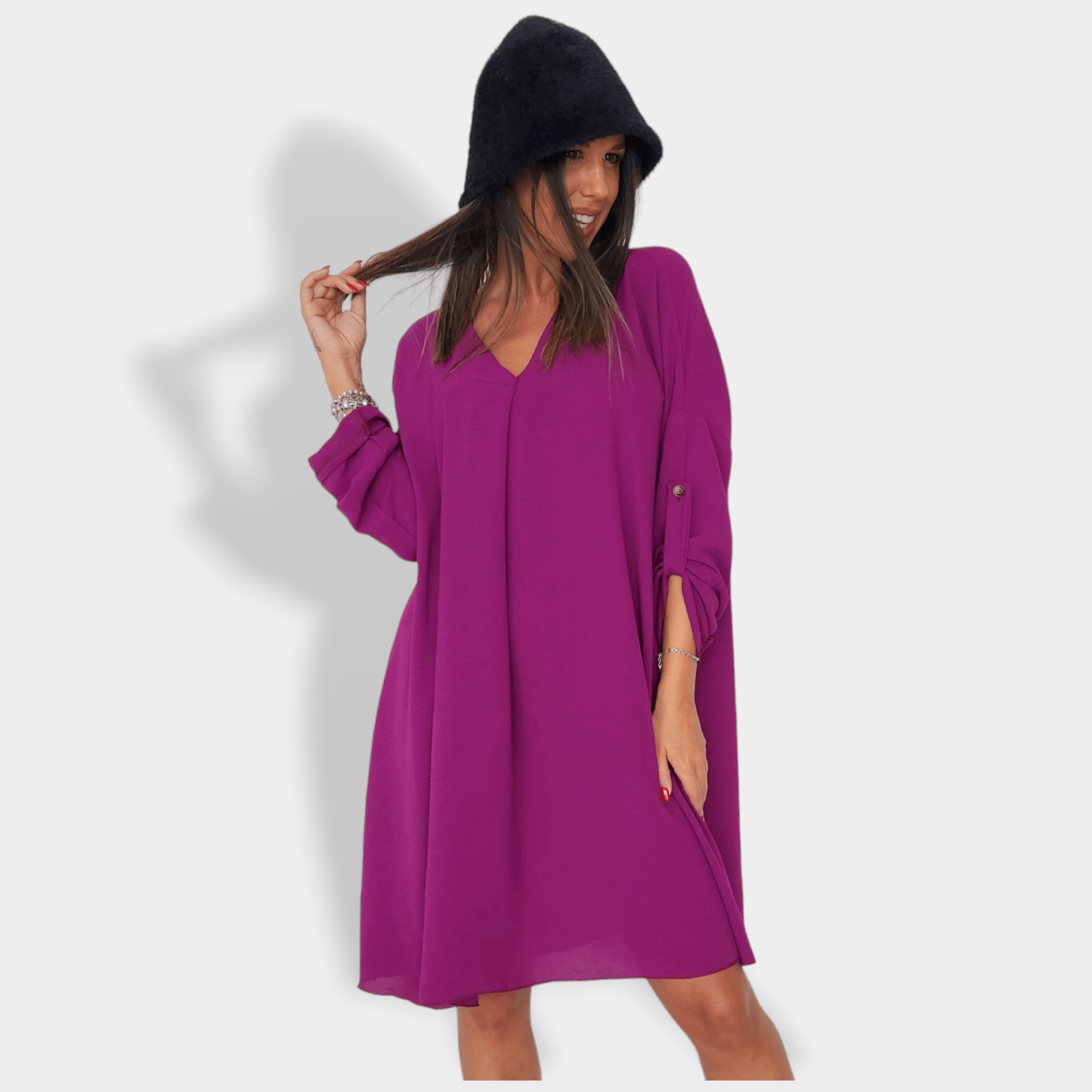 Vestido Lucilde buganvilla manga larga