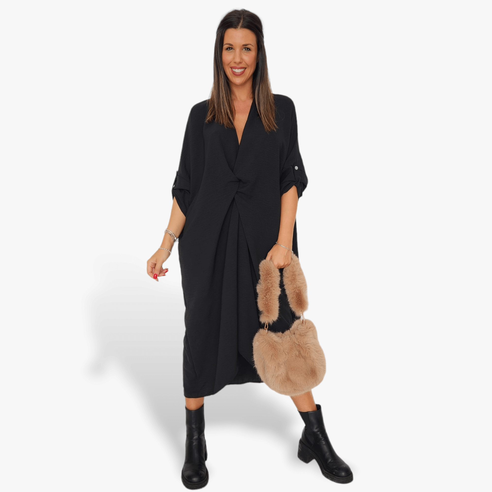 Vestido Norma negro manga larga
