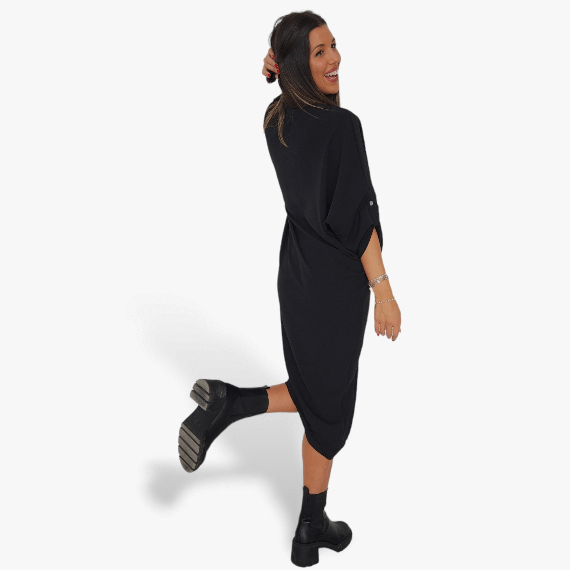 Vestido Norma negro manga larga