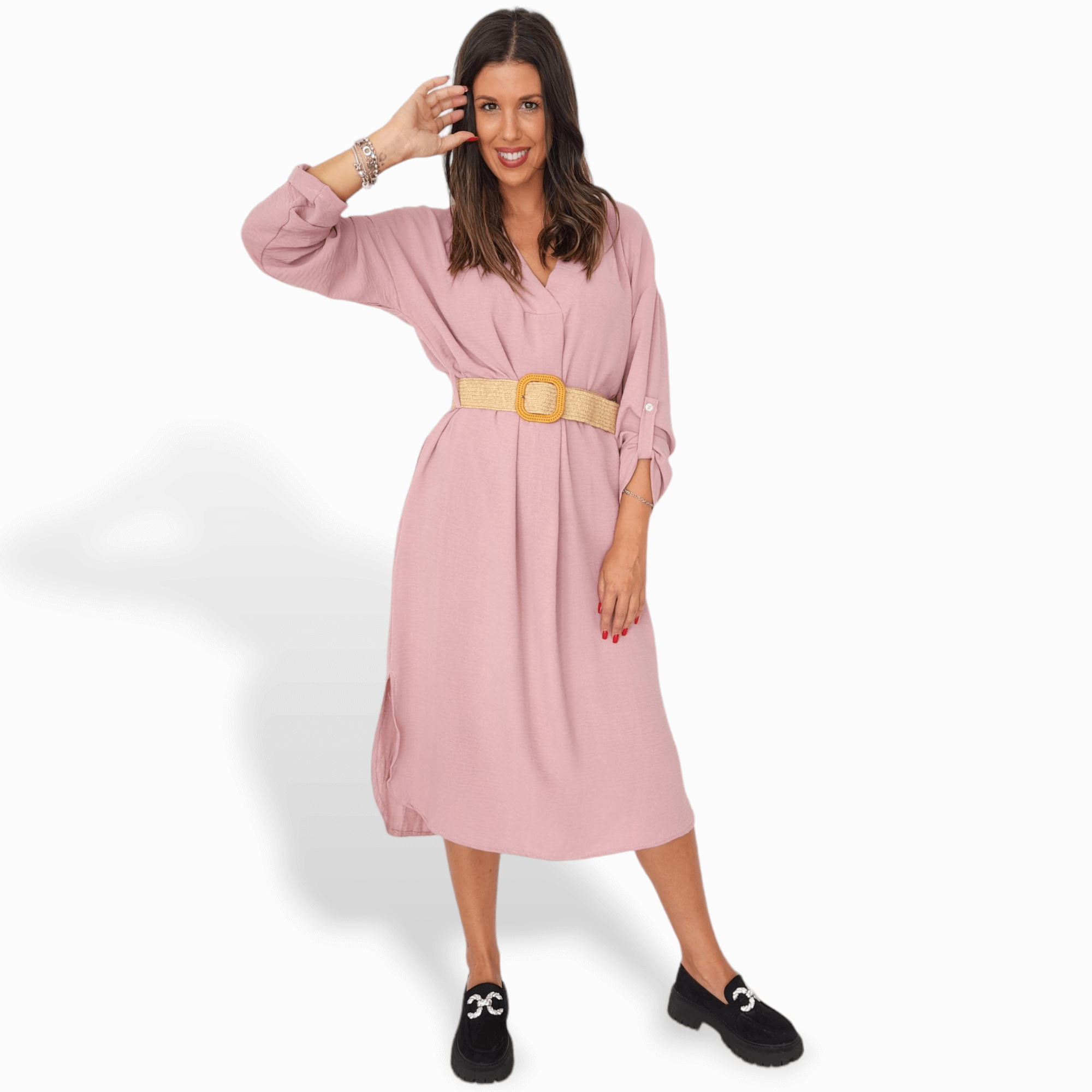 Vestido Linda Rosa manga larga