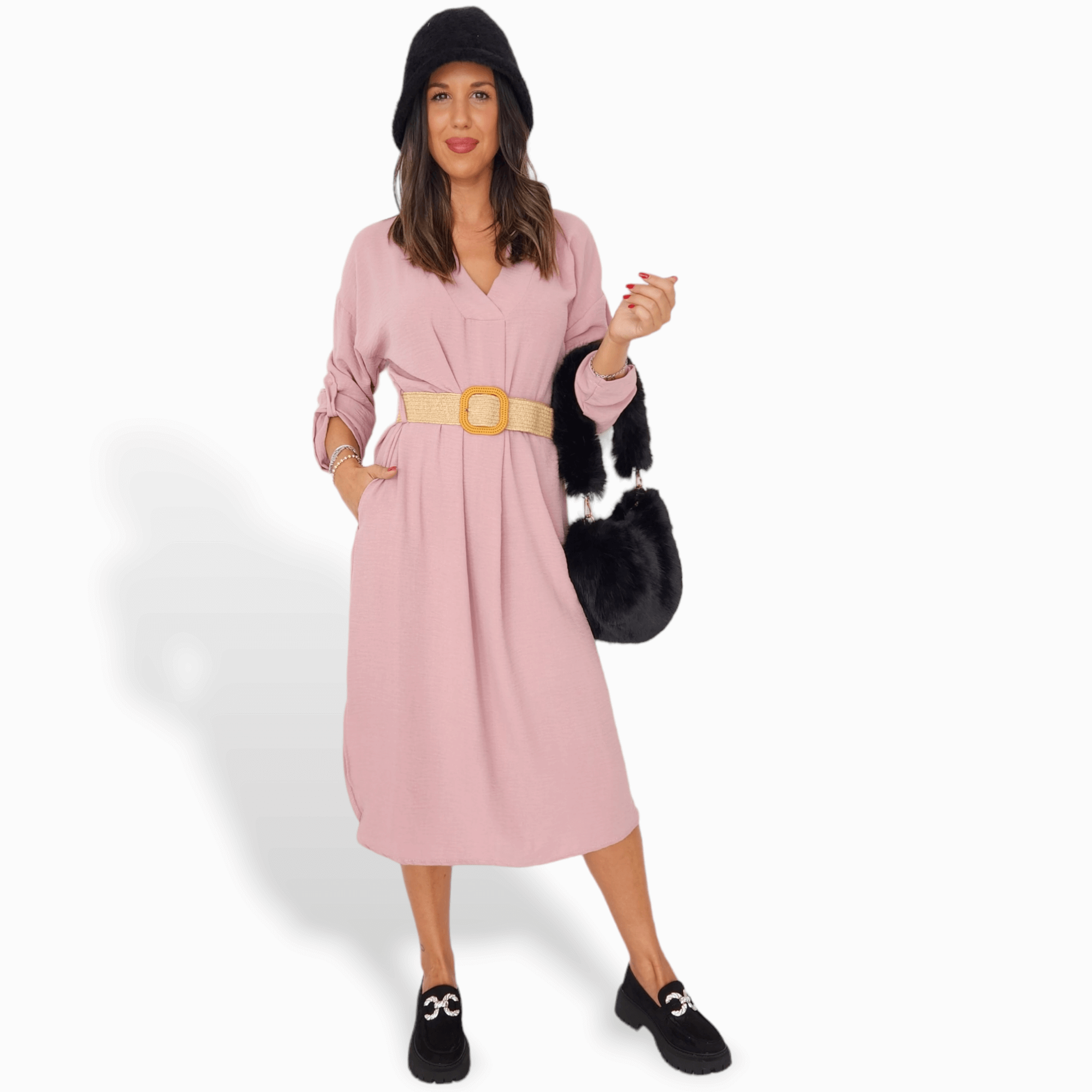 Vestido Linda Rosa manga larga