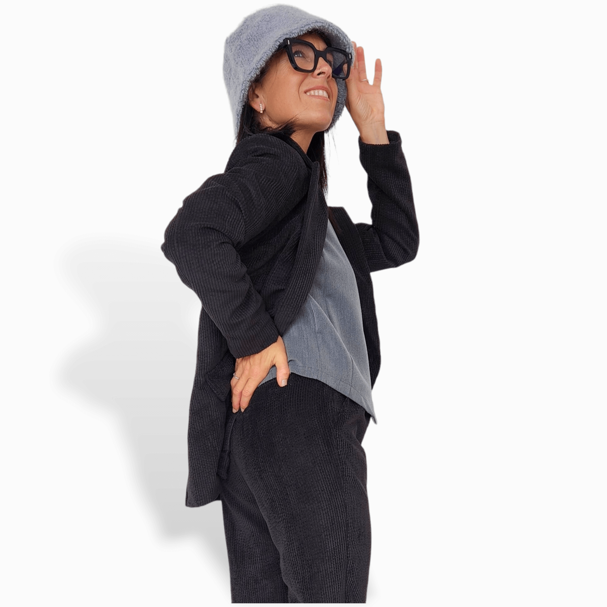 Pantalón Pana Pinzas Negro