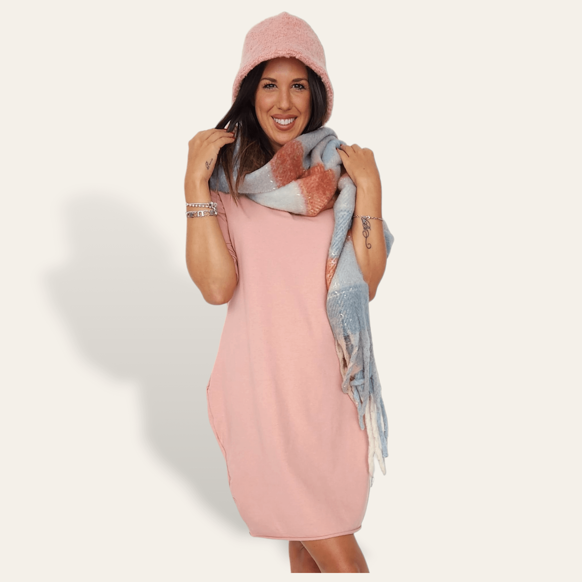 Vestido Candela Rosa Manga Larga