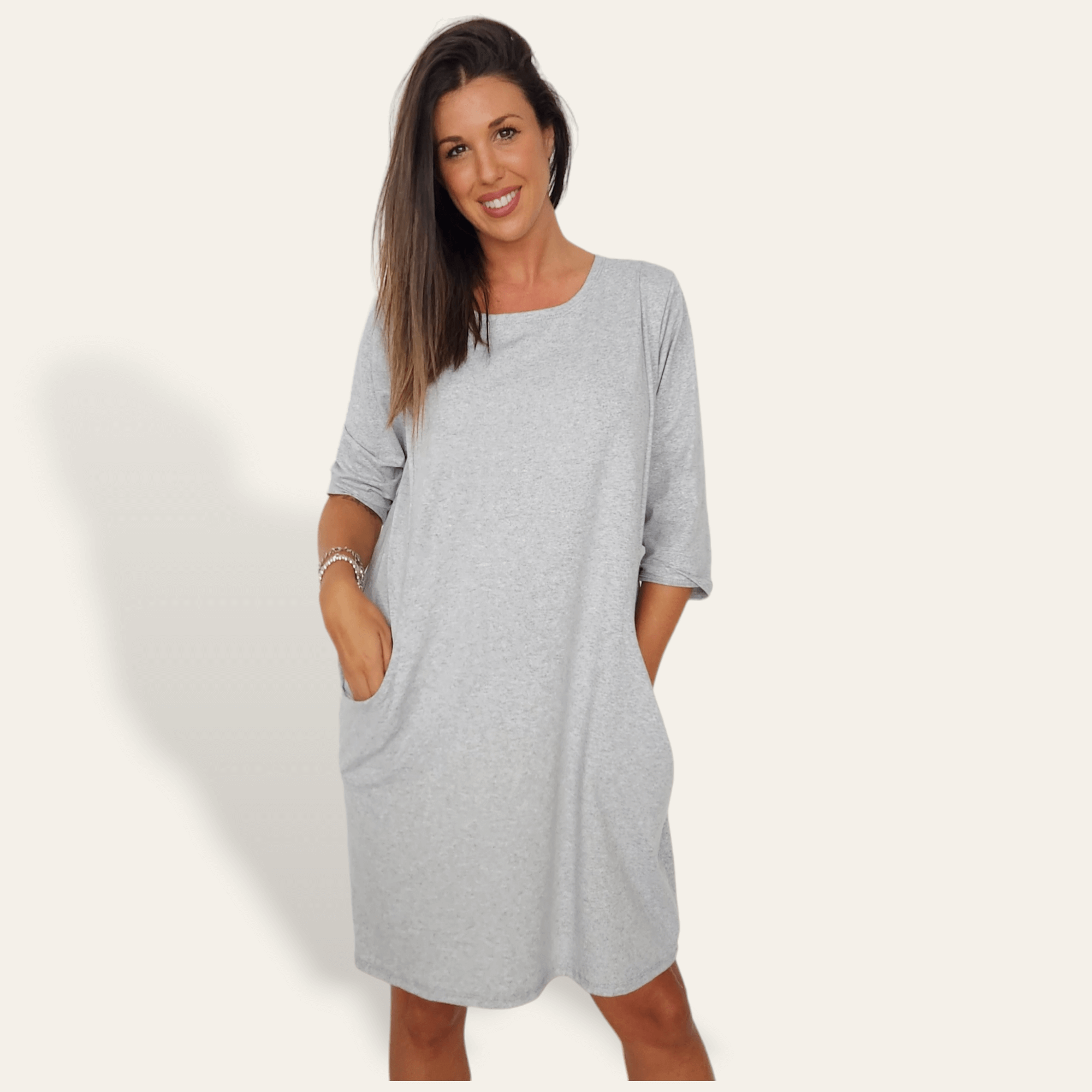 Vestido Uda bolsillos gris claro