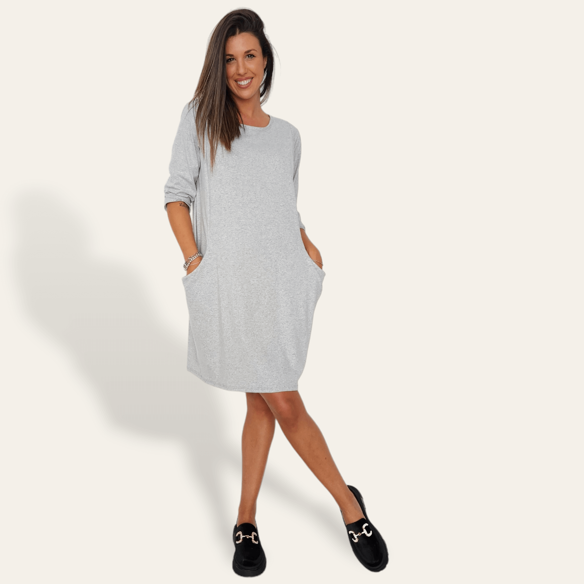 Vestido Uda bolsillos gris claro