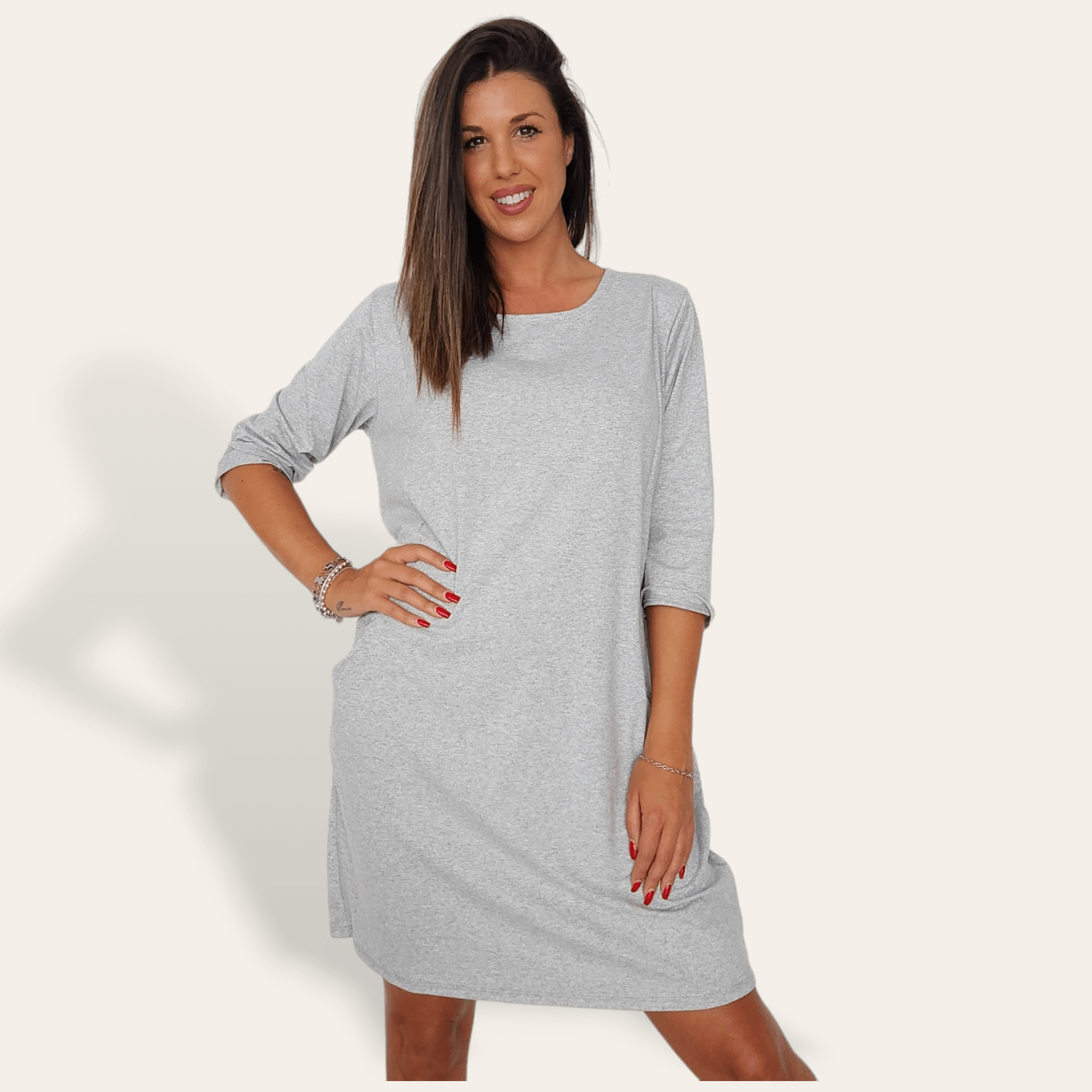 Vestido Uda bolsillos gris claro