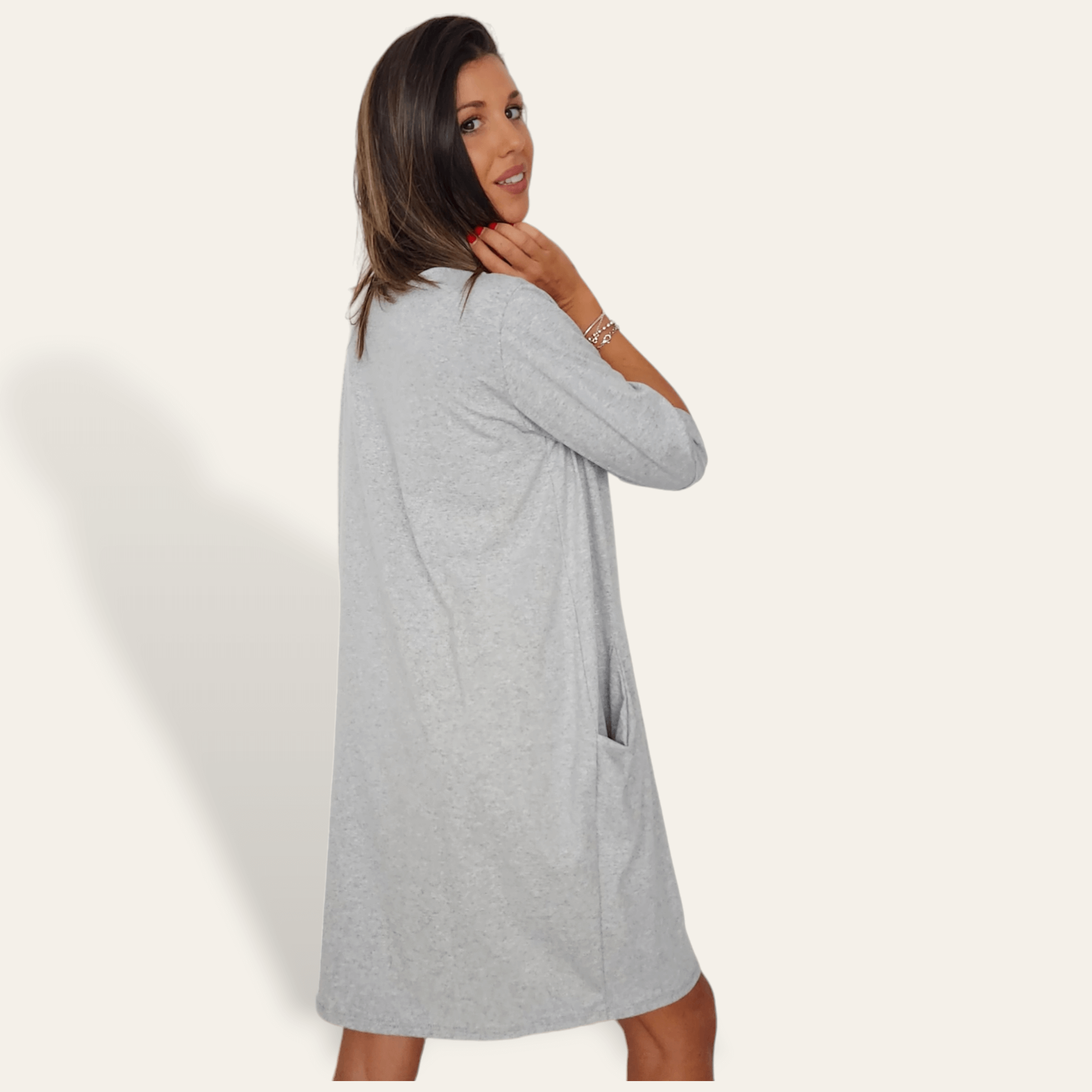 Vestido Uda bolsillos gris claro