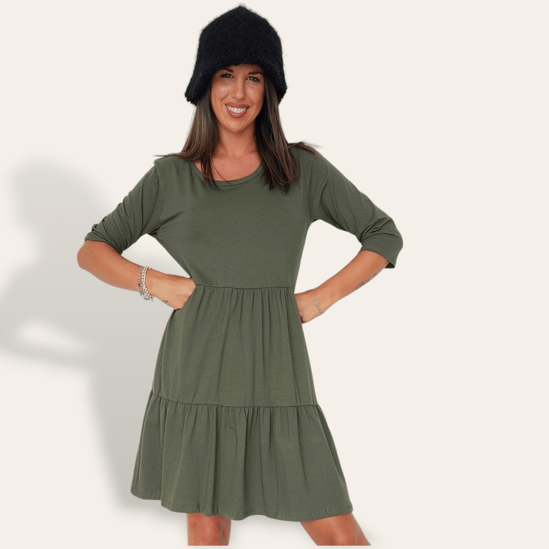 Vestido Melania verde caqui