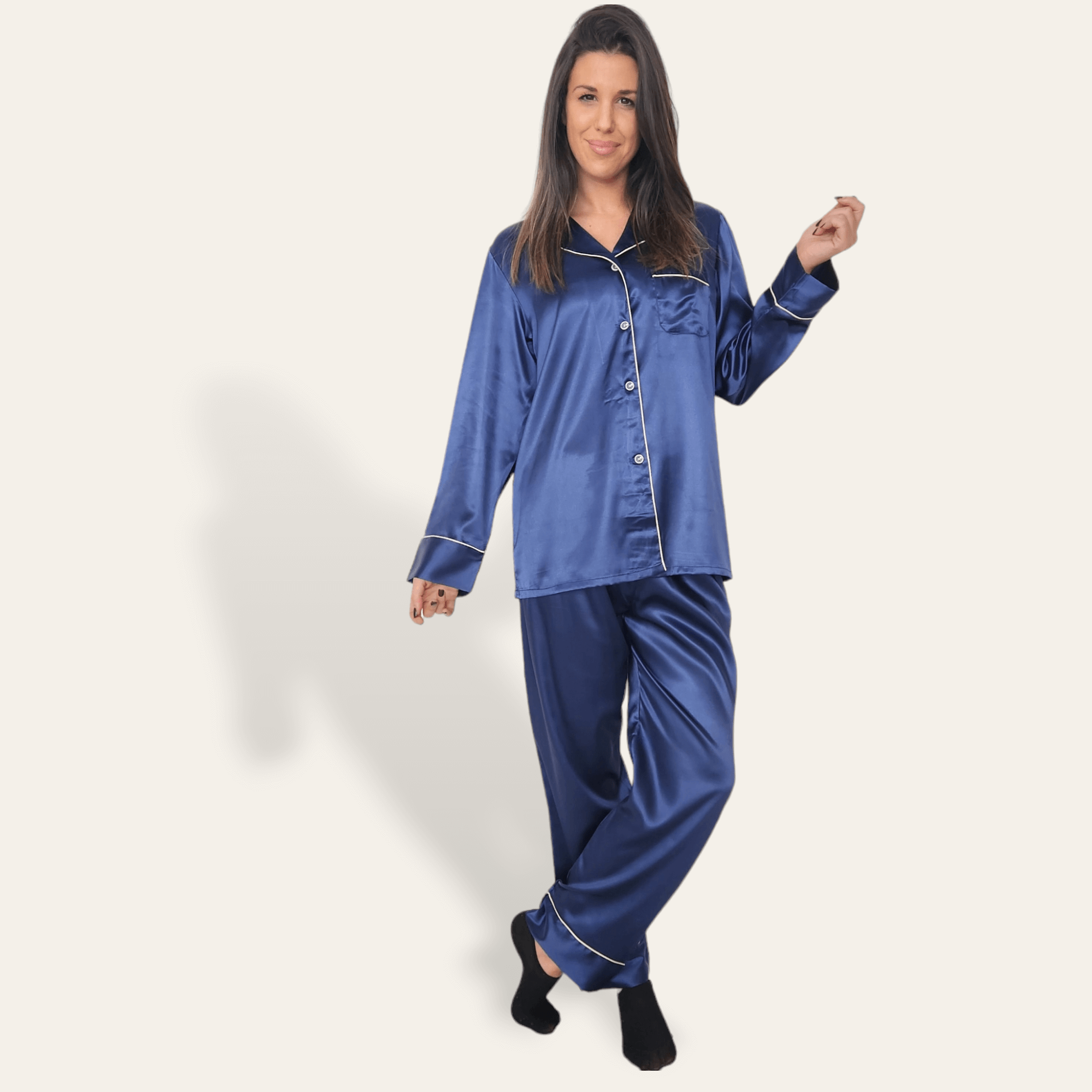 Pijama Raso Azul Marino