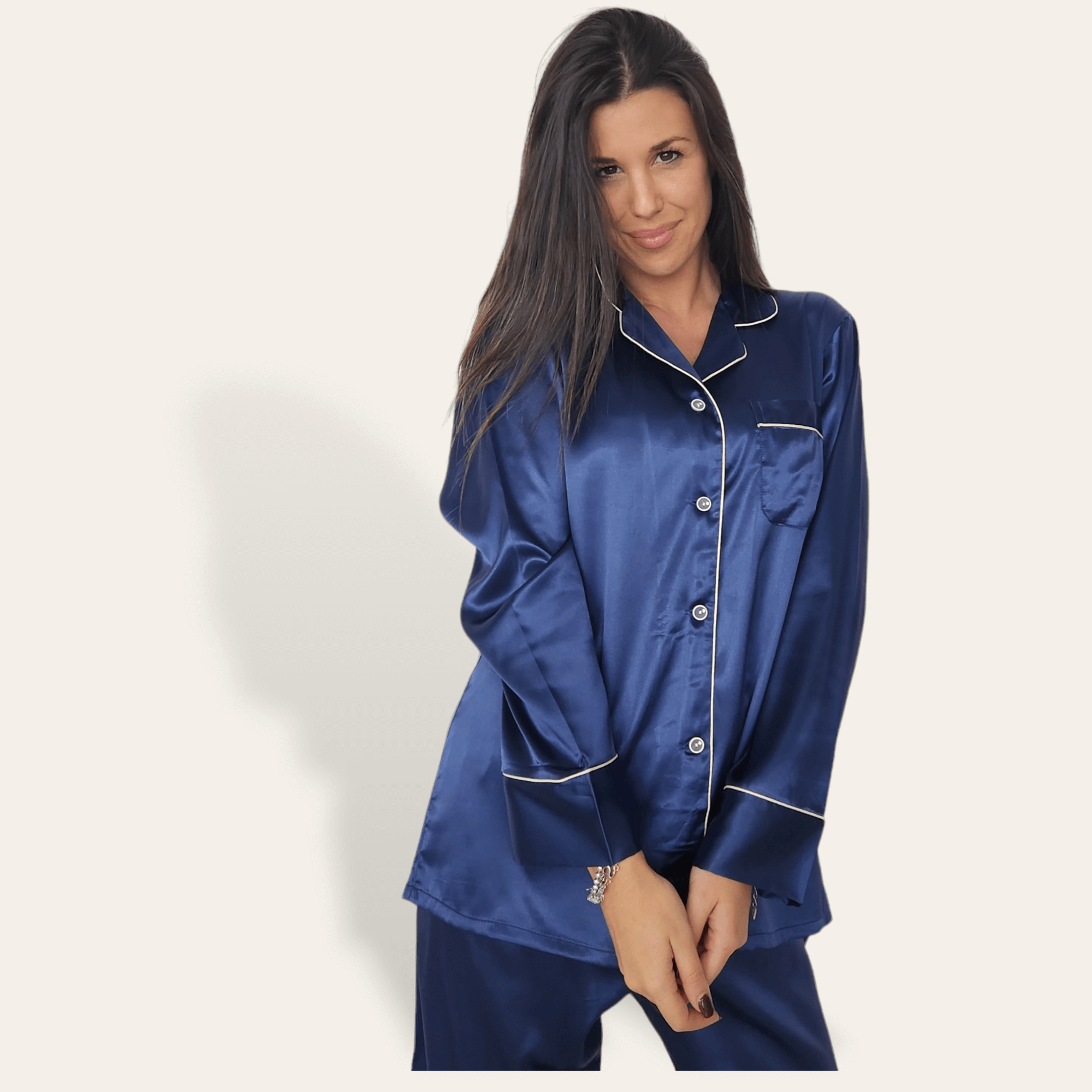 Pijama Raso Azul Marino