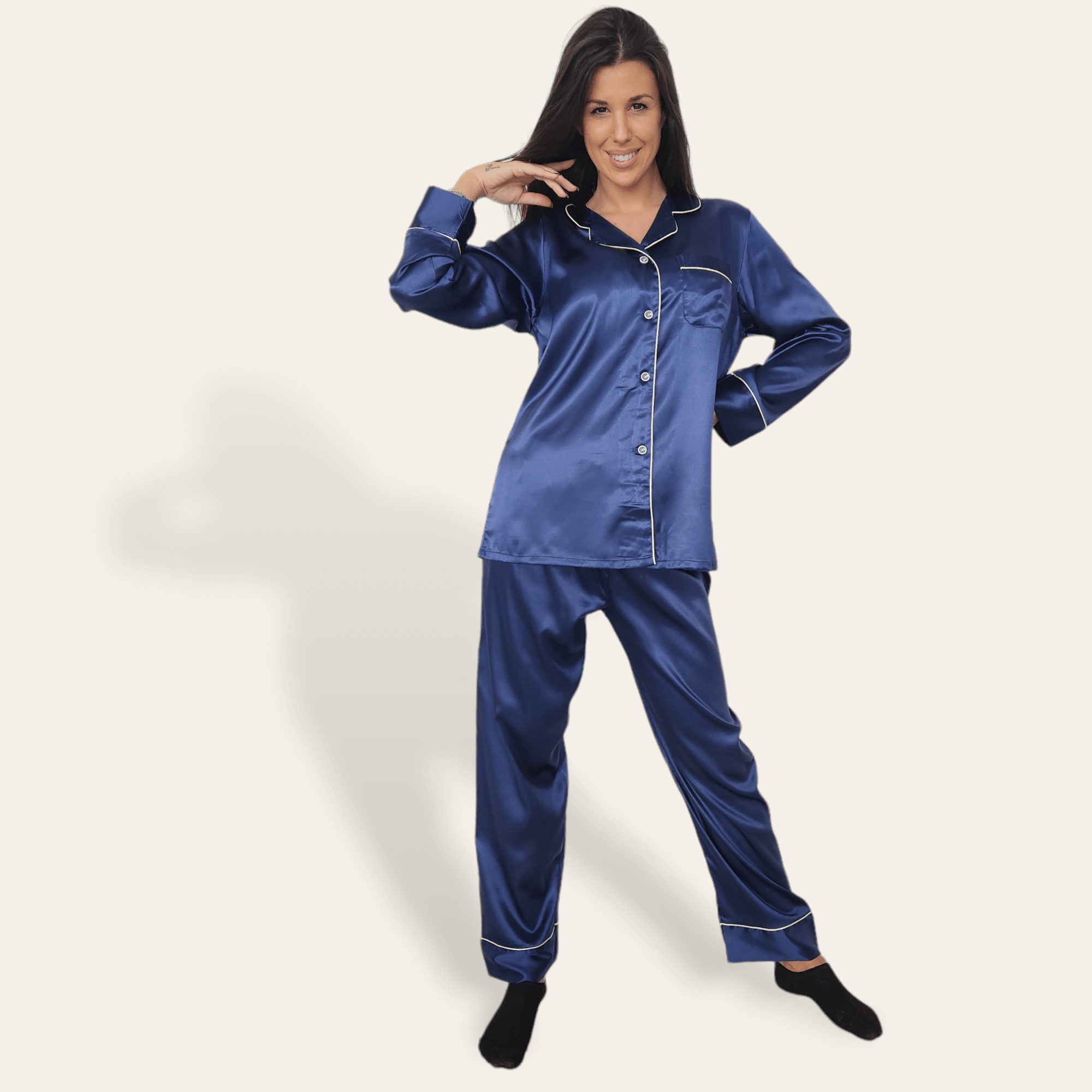 Pijama Raso Azul Marino