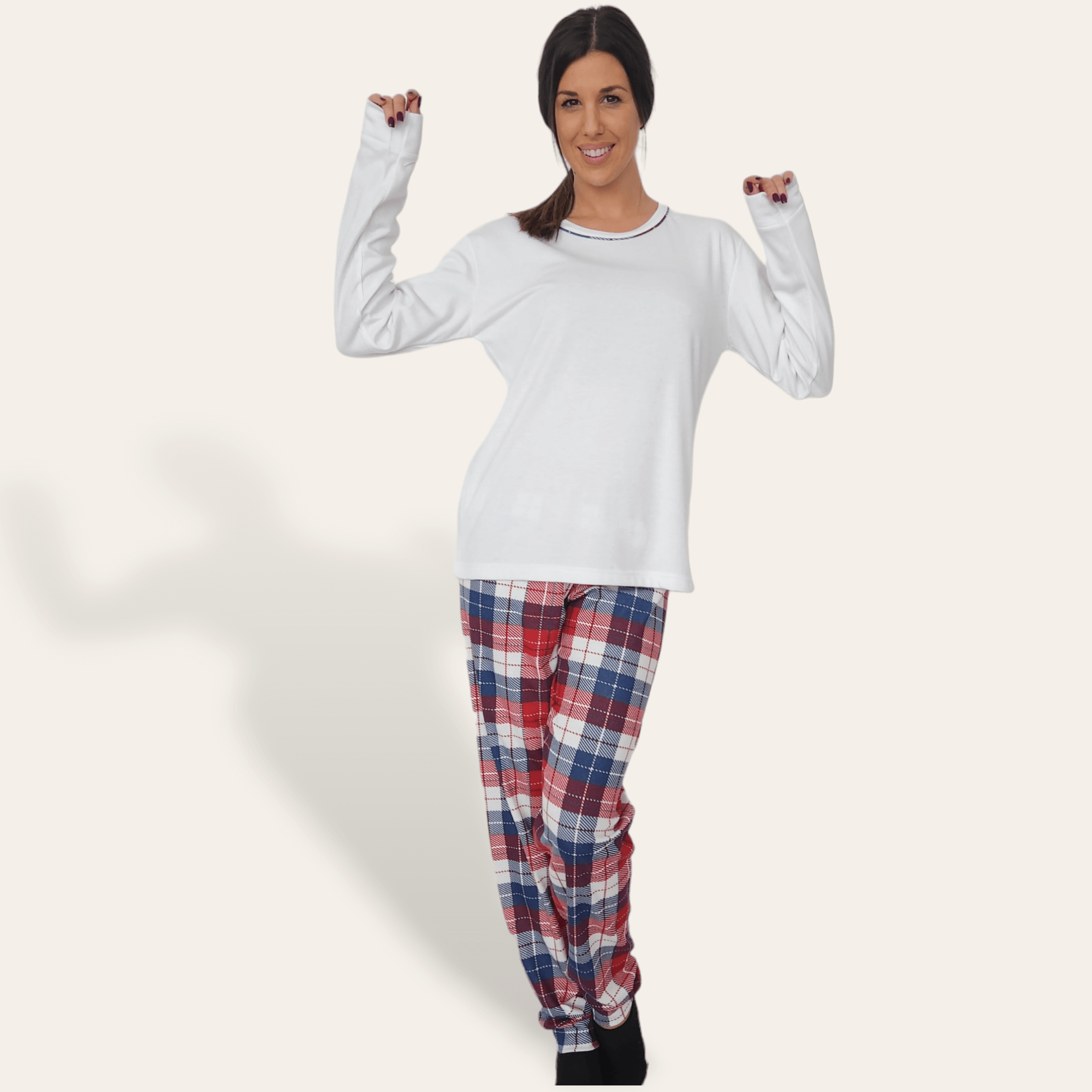 Pijama Navidad familiar camiseta blanca