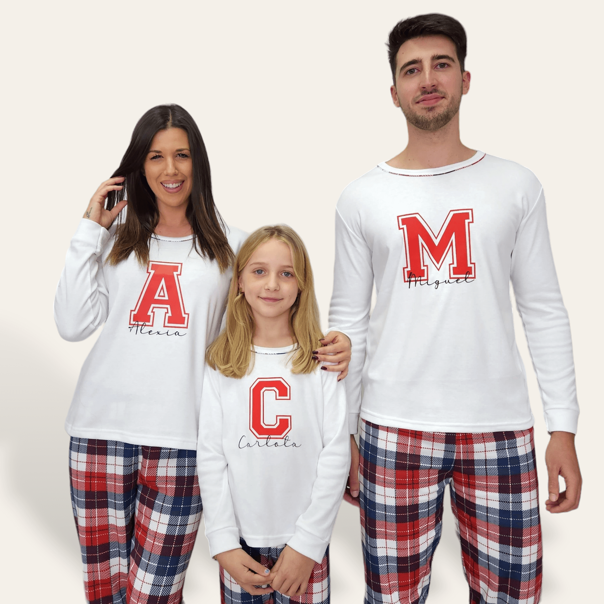 Pijama Personalizable camiseta blanca para toda la familia