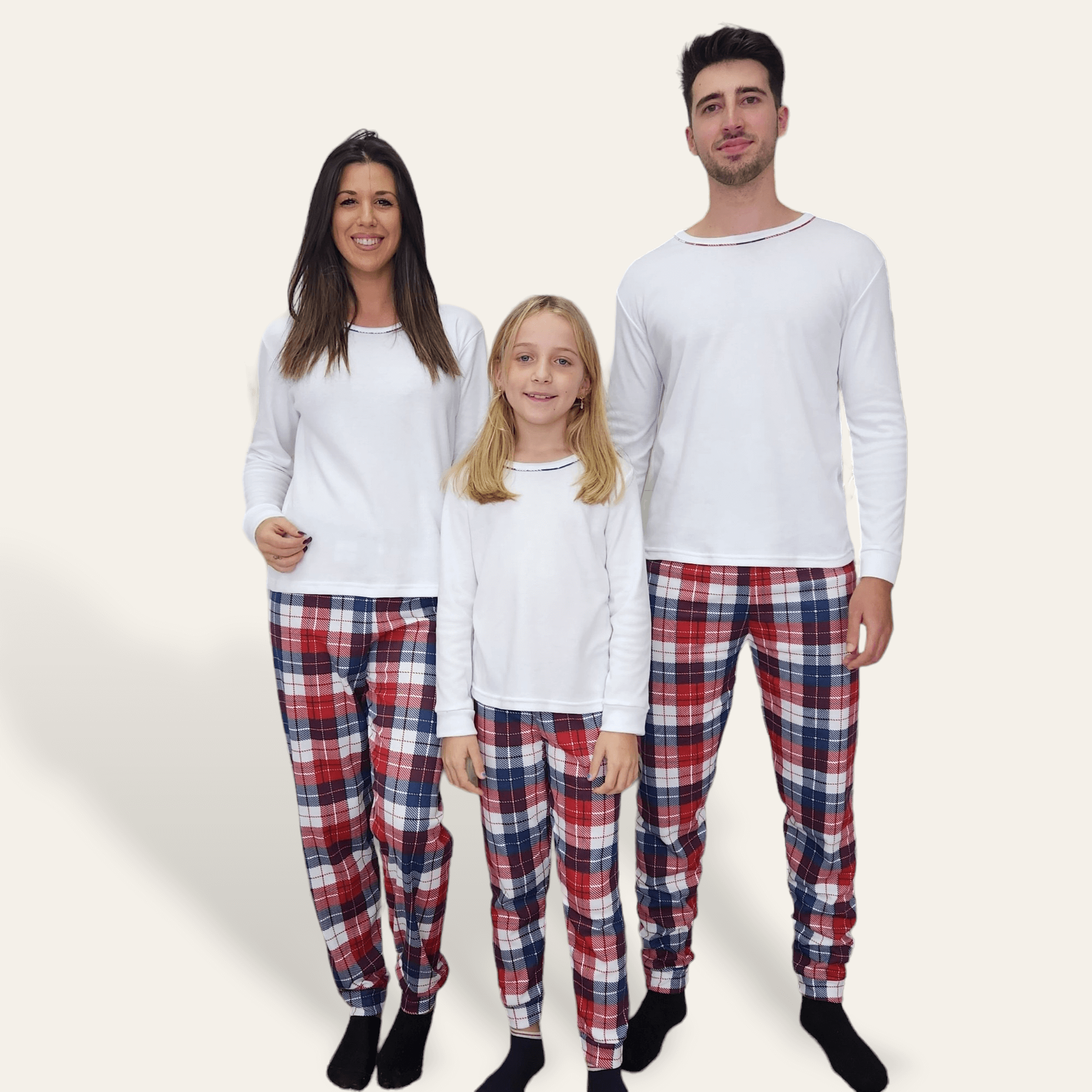 Pijama Navidad familiar camiseta blanca