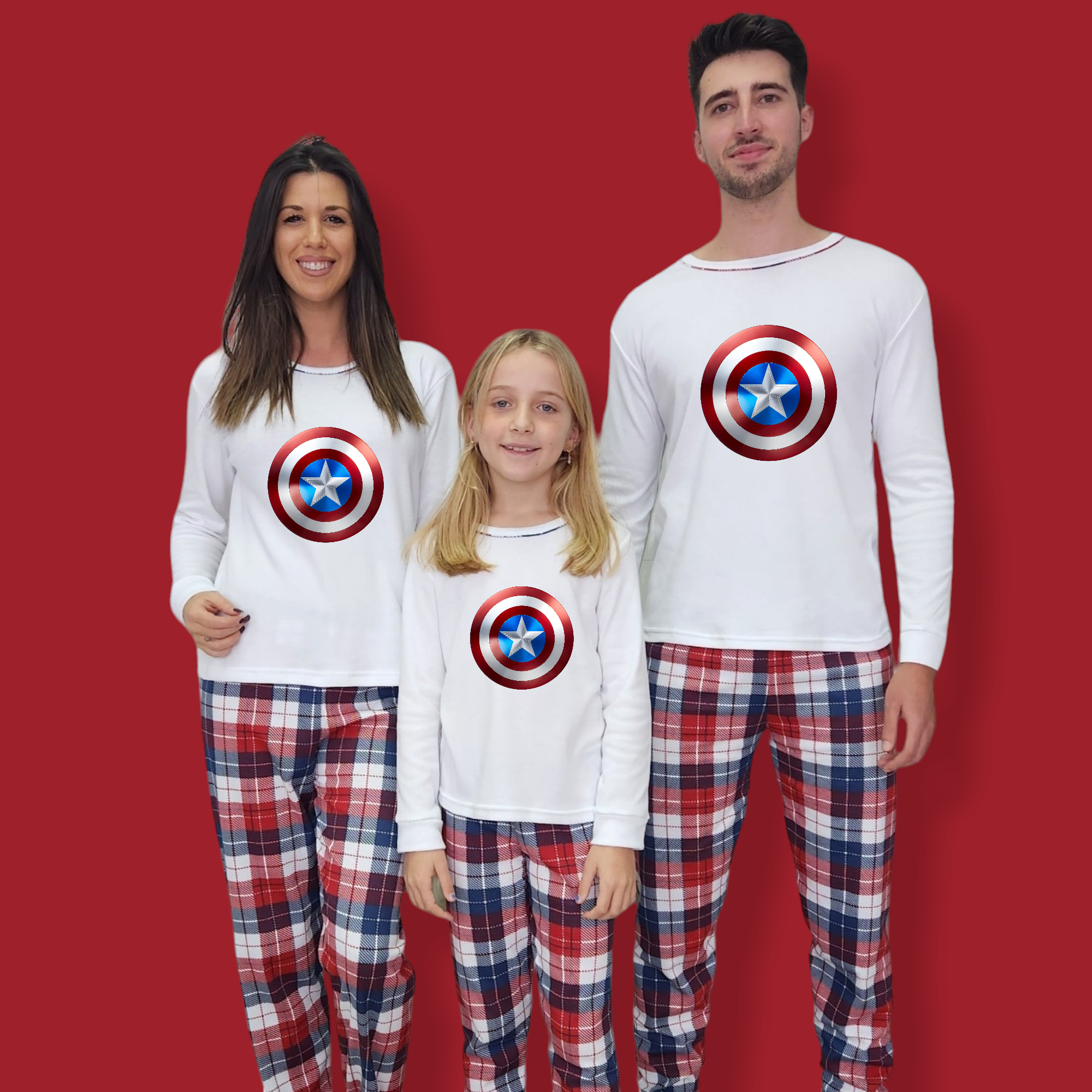 Pijama familia camiseta blanca Capitán América