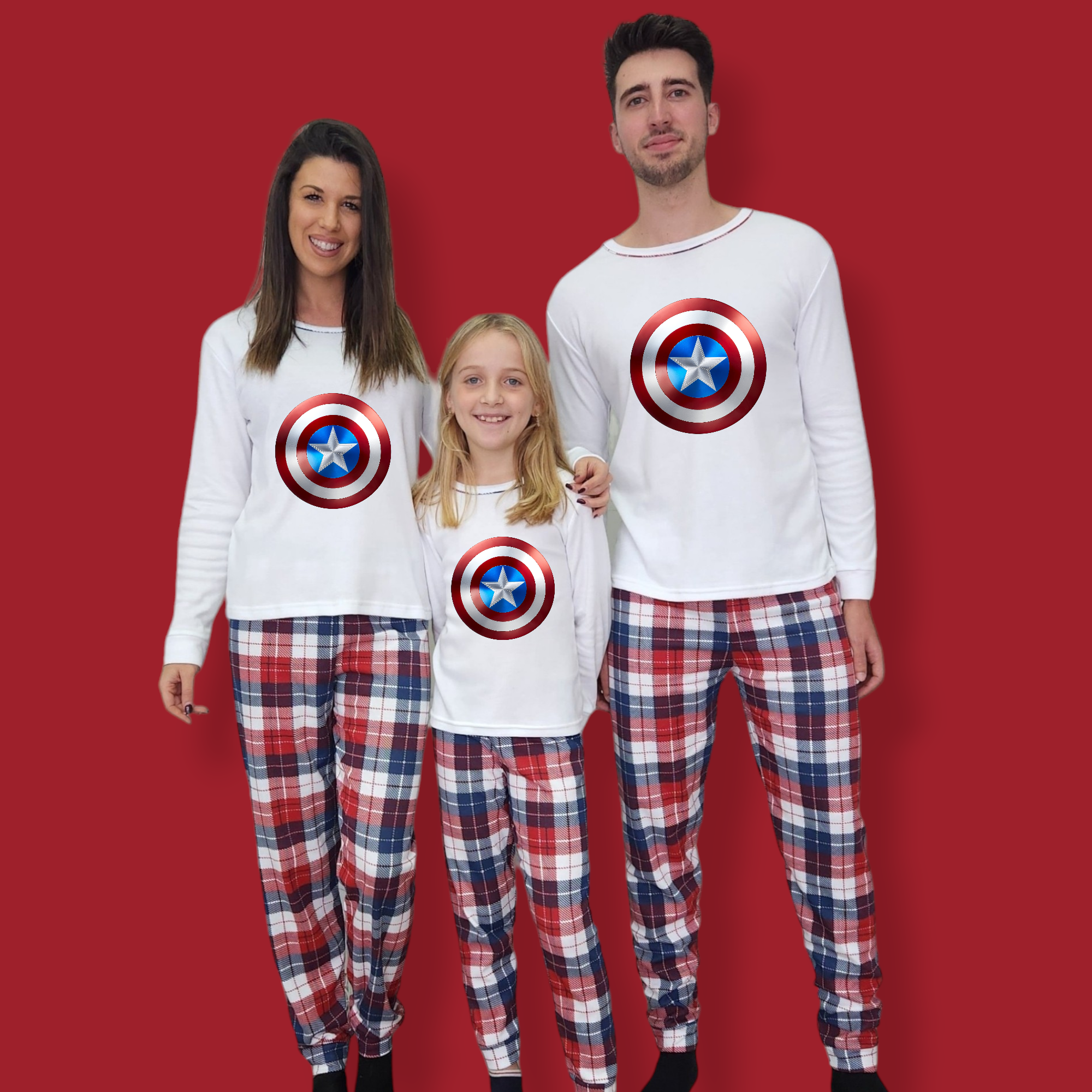 Pijama familia camiseta blanca Capitán América