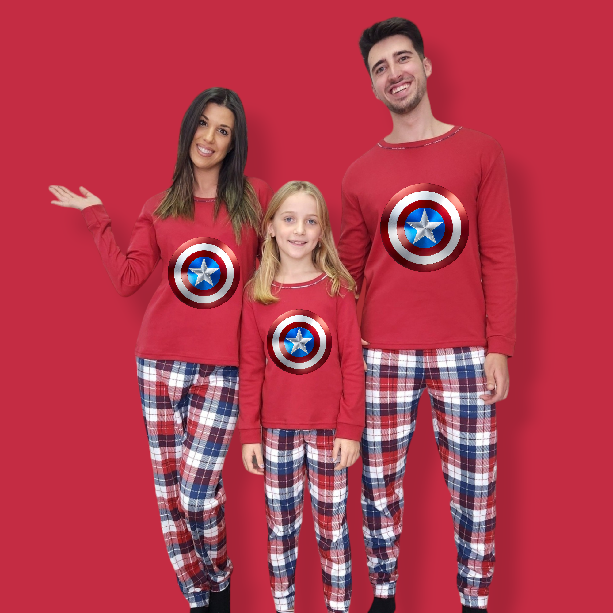 Pijama familia camiseta roja Capitán América