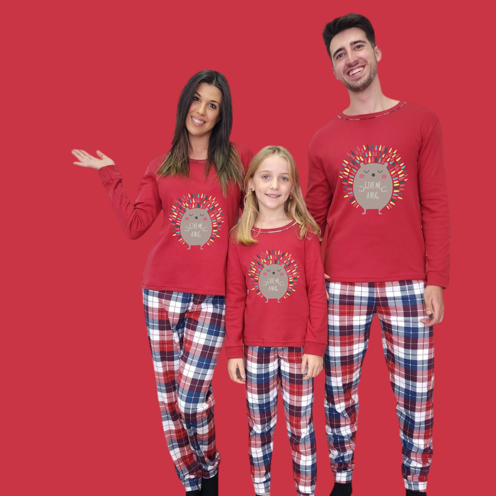 Pijama familia camiseta roja Dame un Abrazo