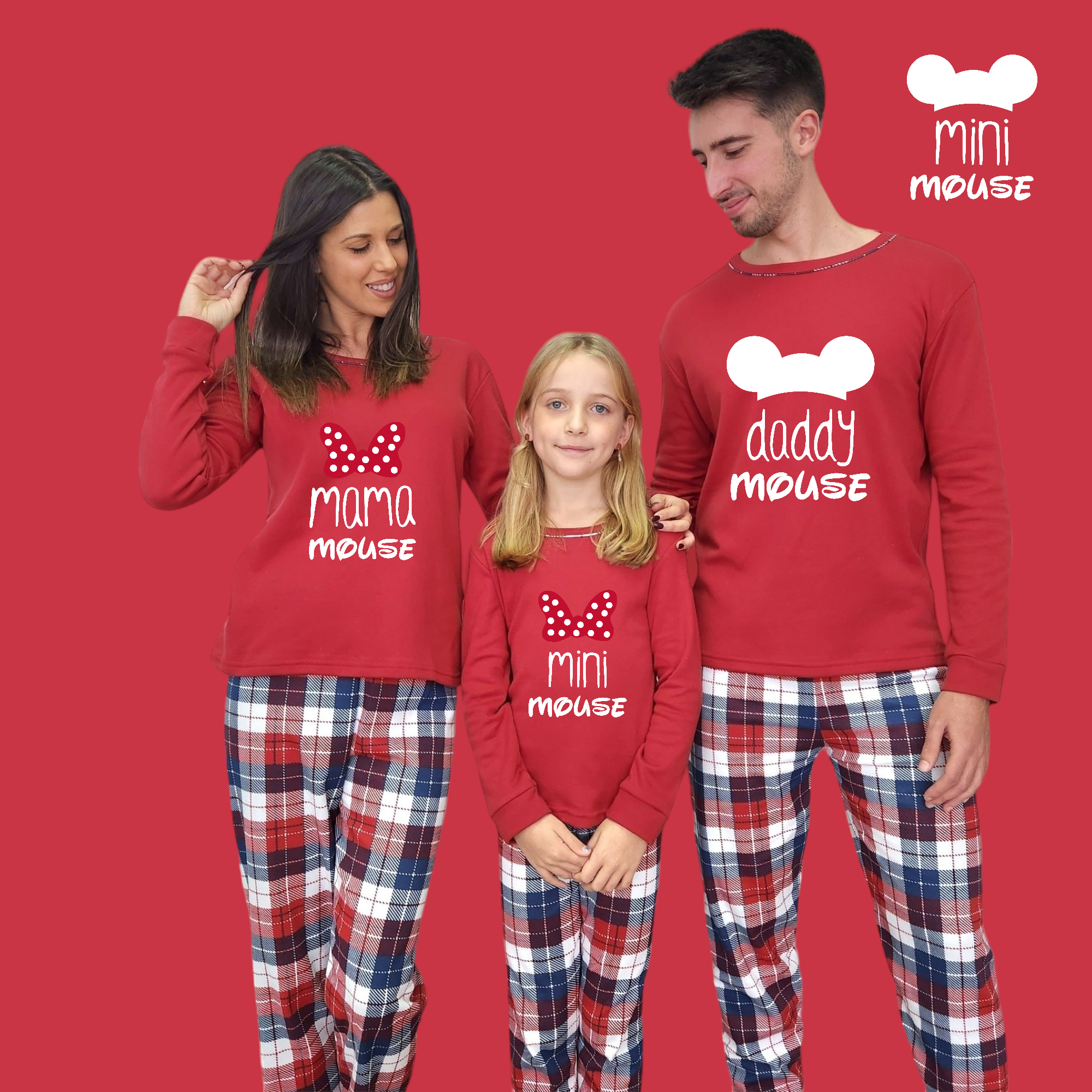 Pijama familia camiseta roja Mama-daddy mouse mini mouse