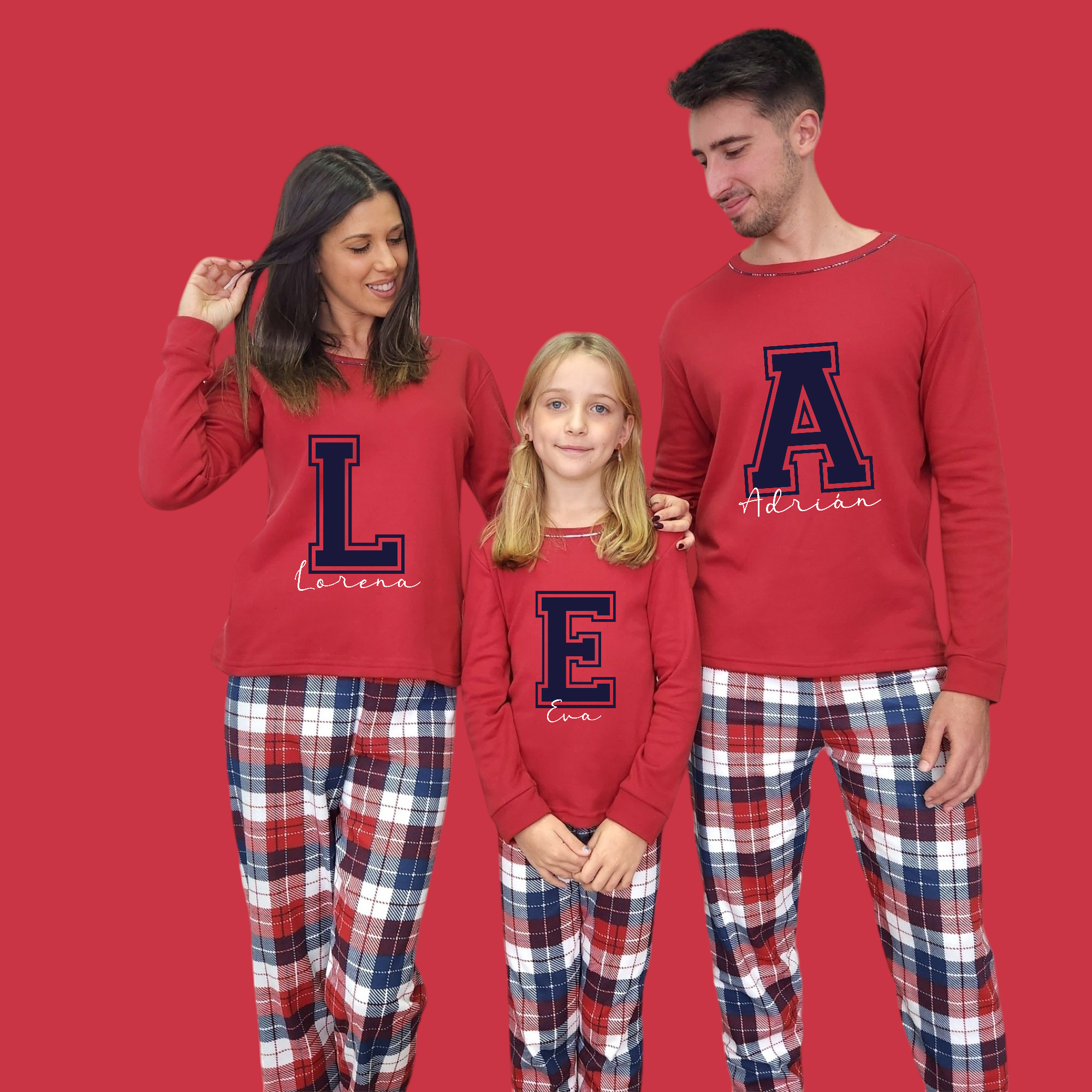 Pijama Personalizable camiseta roja para toda la familia