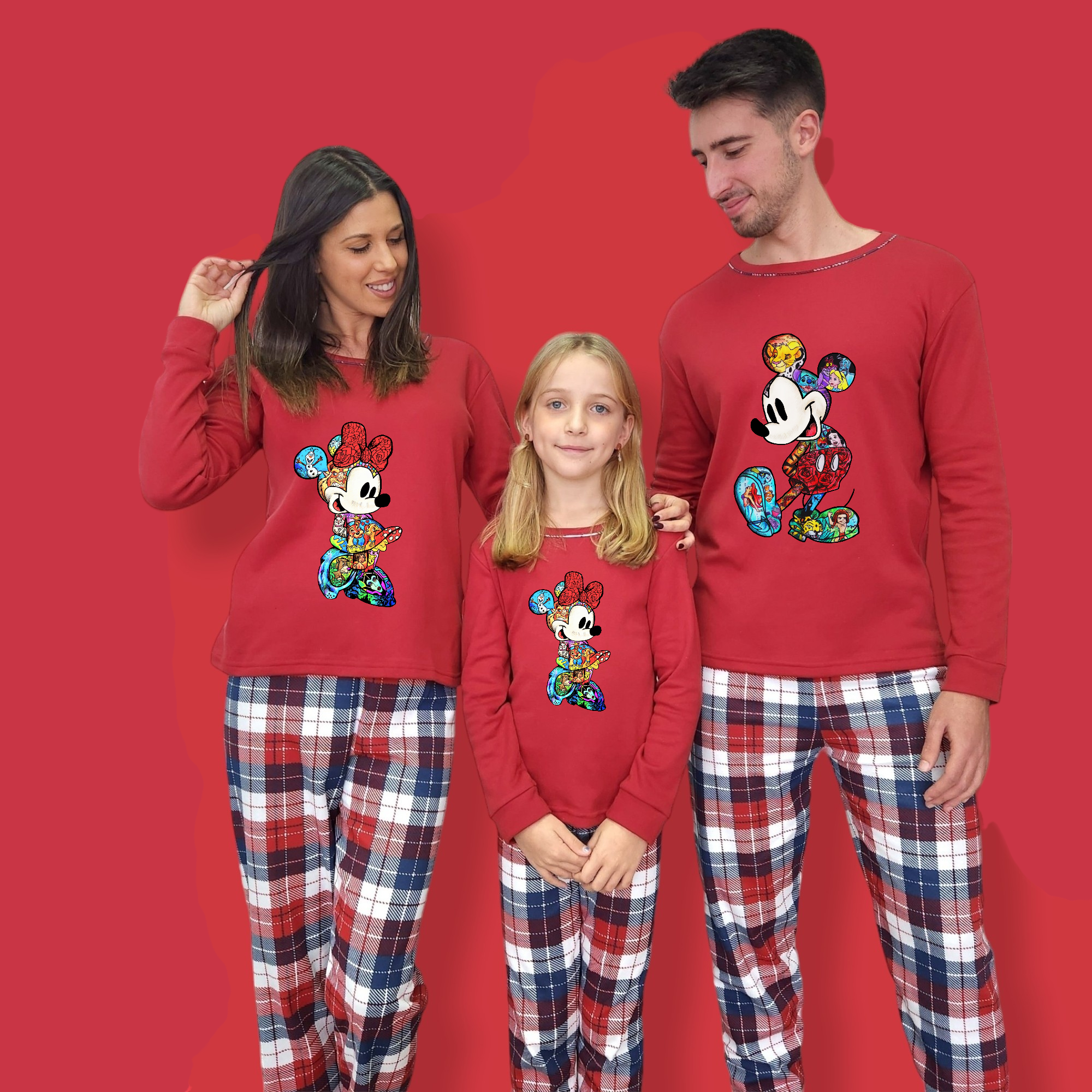 Pijama familia camiseta roja Minnie & Mickey drawings