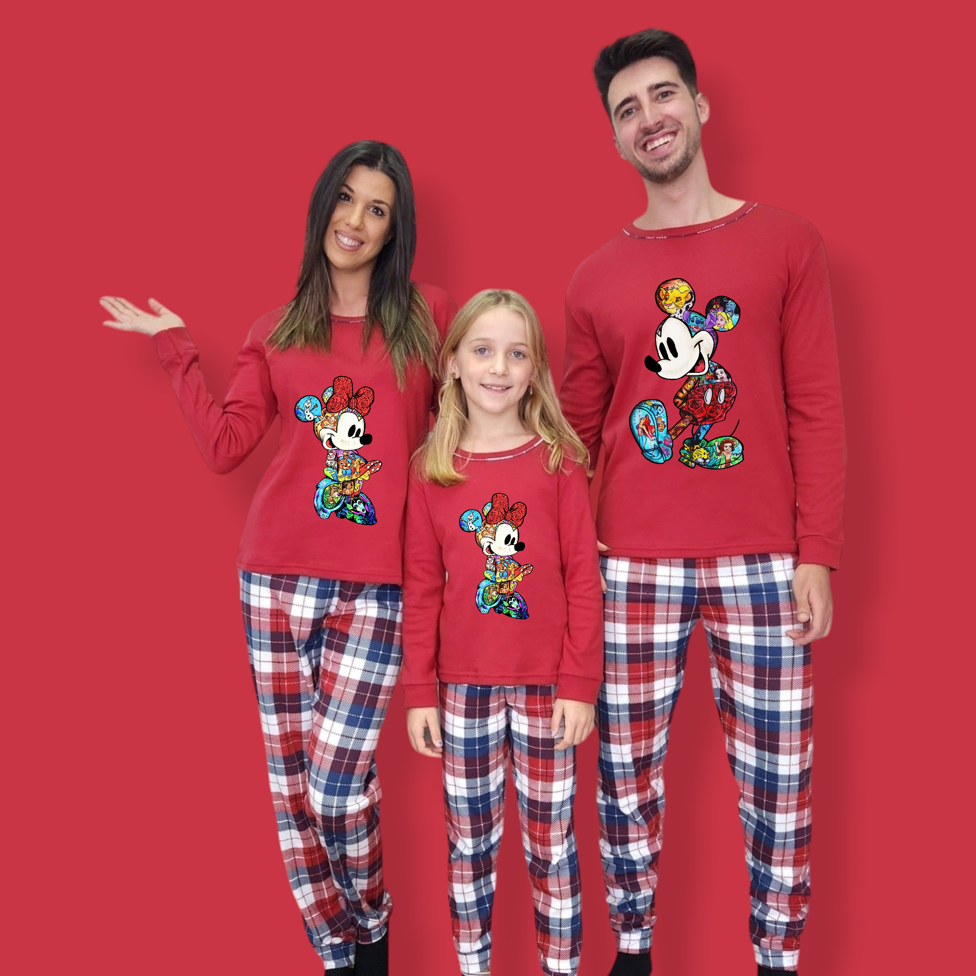 Pijama familia camiseta roja Minnie & Mickey drawings