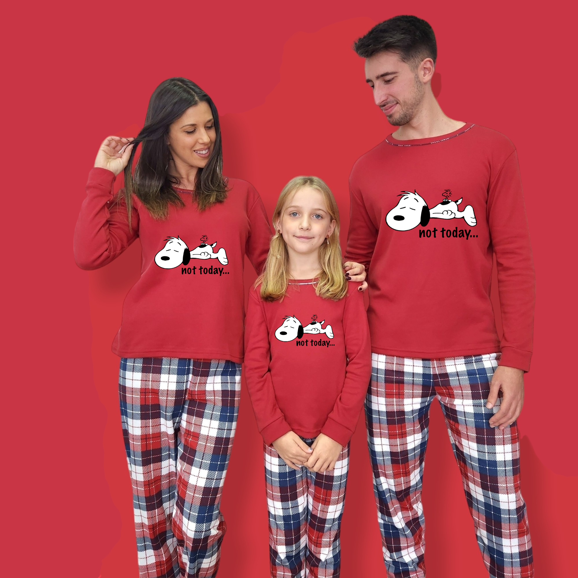 Pijama familia camiseta roja Not today