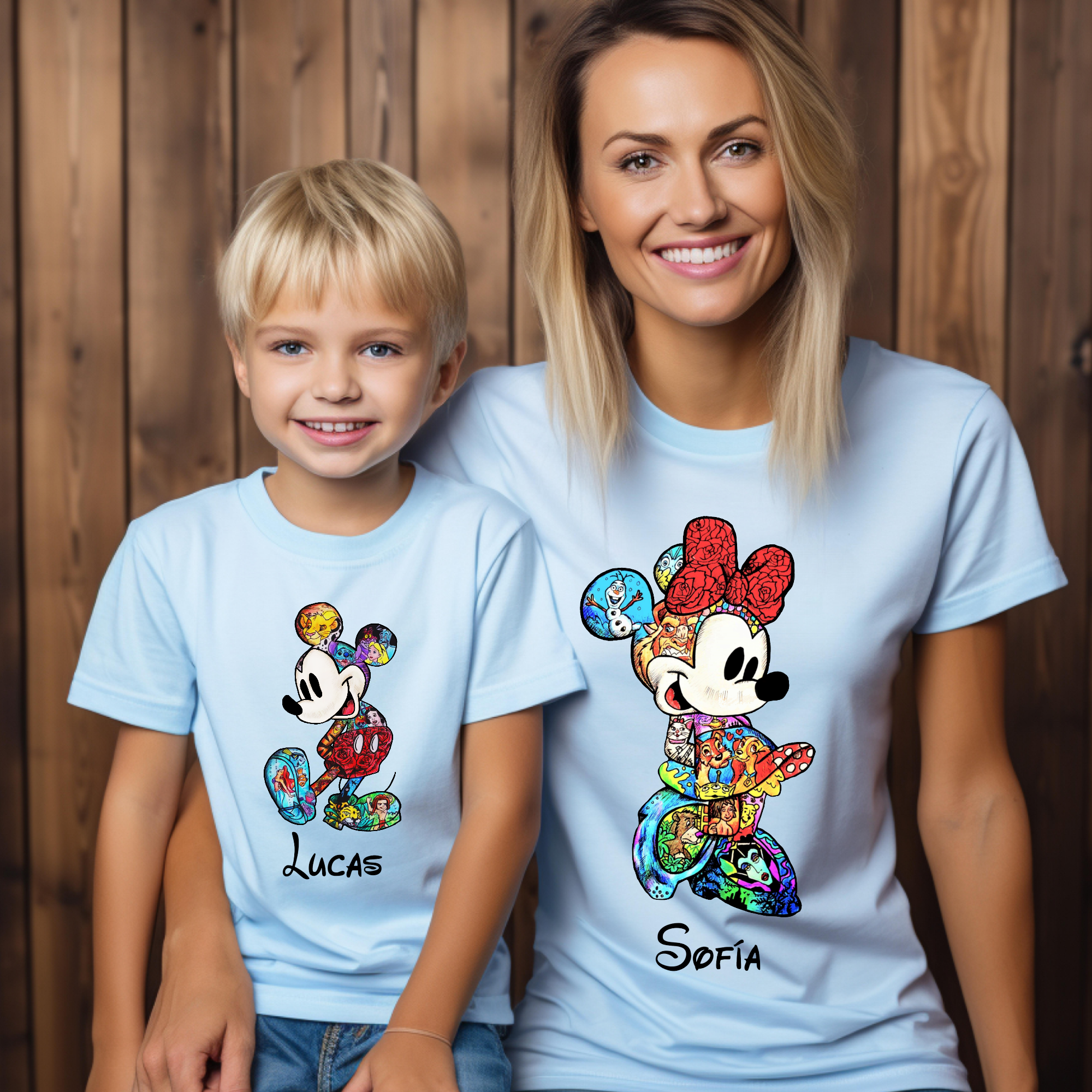 Camiseta Minnie & Mickey drawings Personalizada