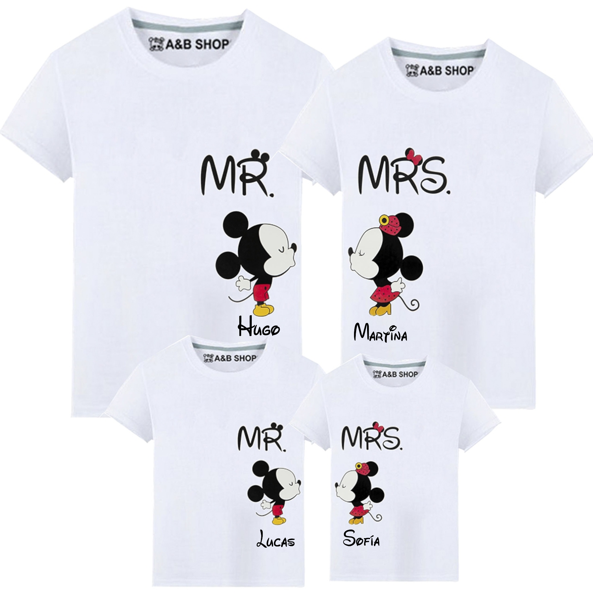 Camiseta Mr & Mrs Mouse Blanca Personalizada