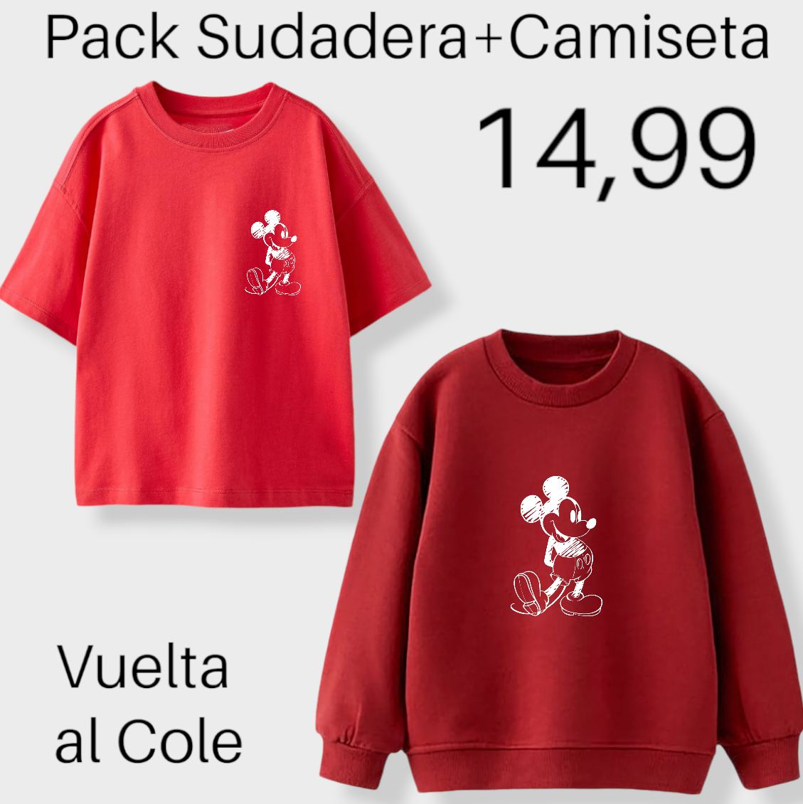 Pack Sudadera + Camiseta Mickey Esbozo