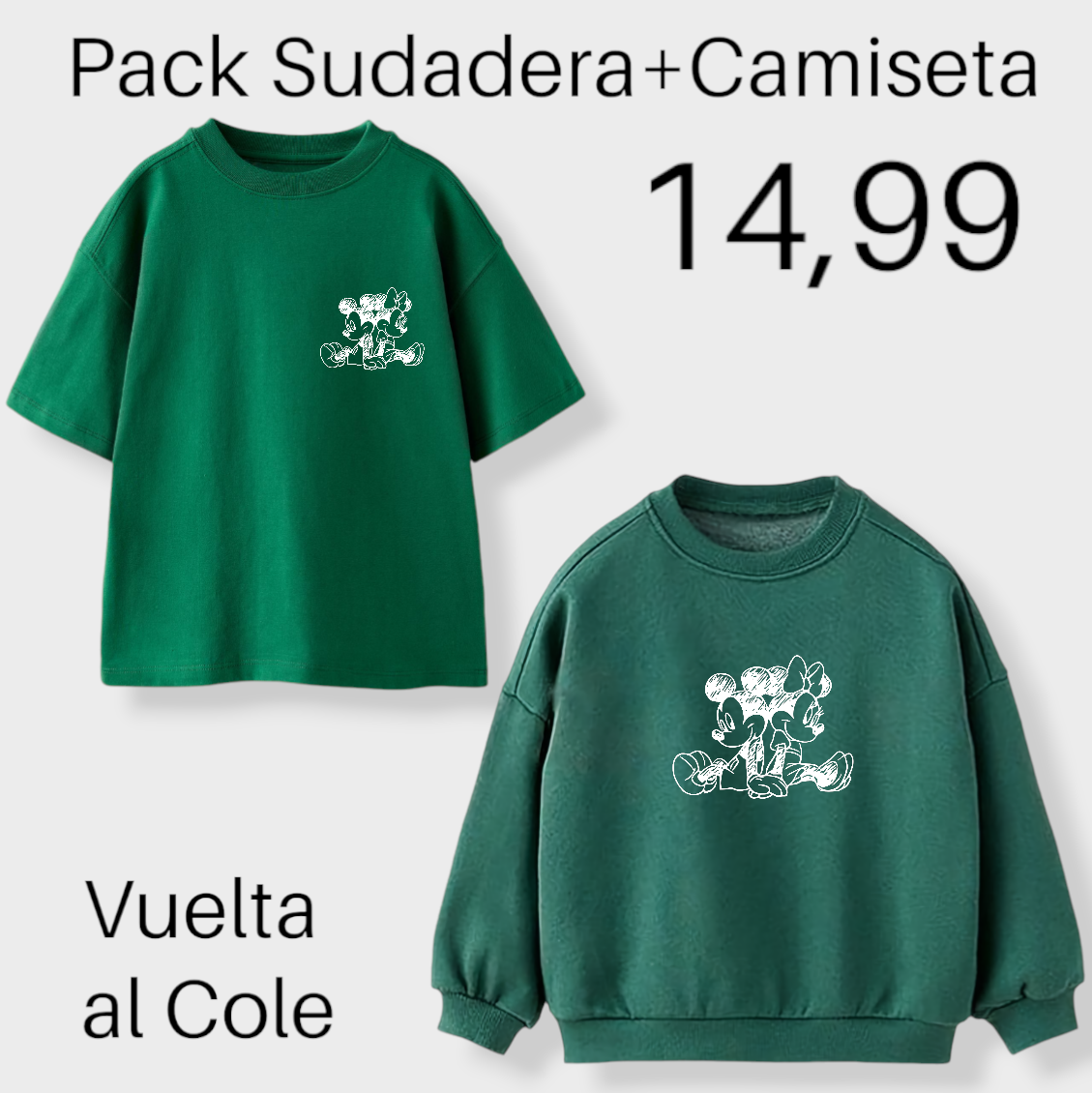 Pack Sudadera + Camiseta Mickey-Minnie Lápiz Espalda mini