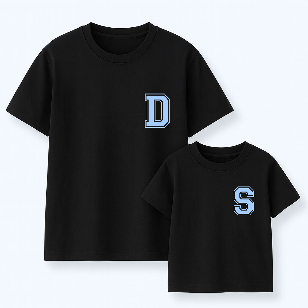 Camiseta Personalizable Inicial Mini Azul Pastel