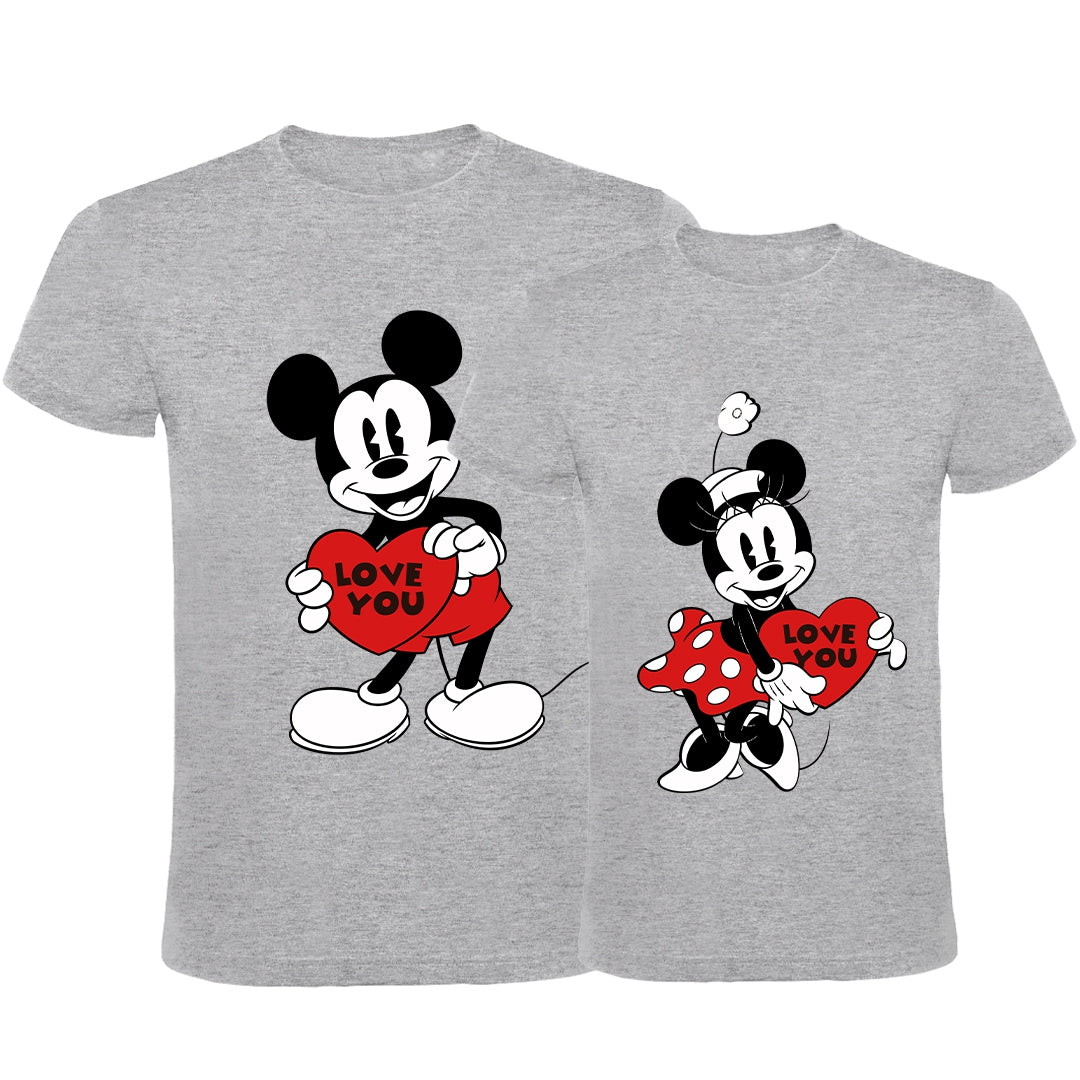 Camiseta Mickey & Minnie Love you heart