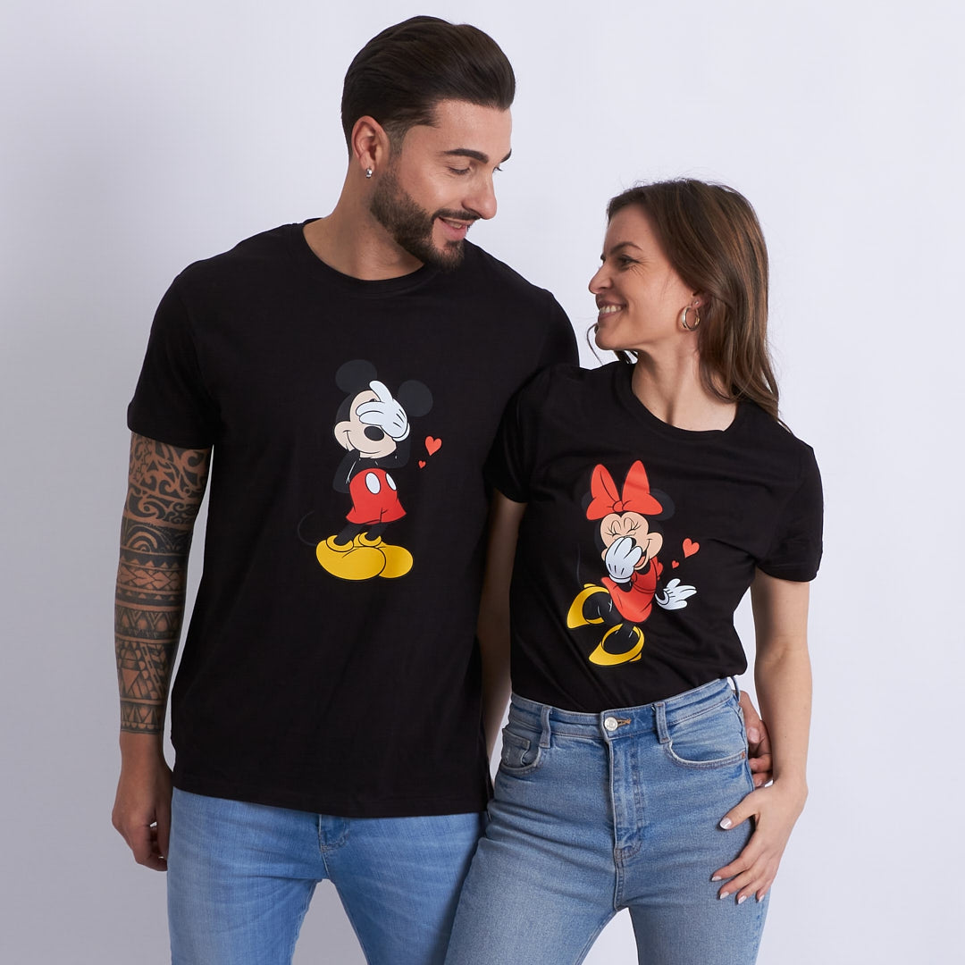 Tímido Mickey & Minnie Hearts T -Shirt