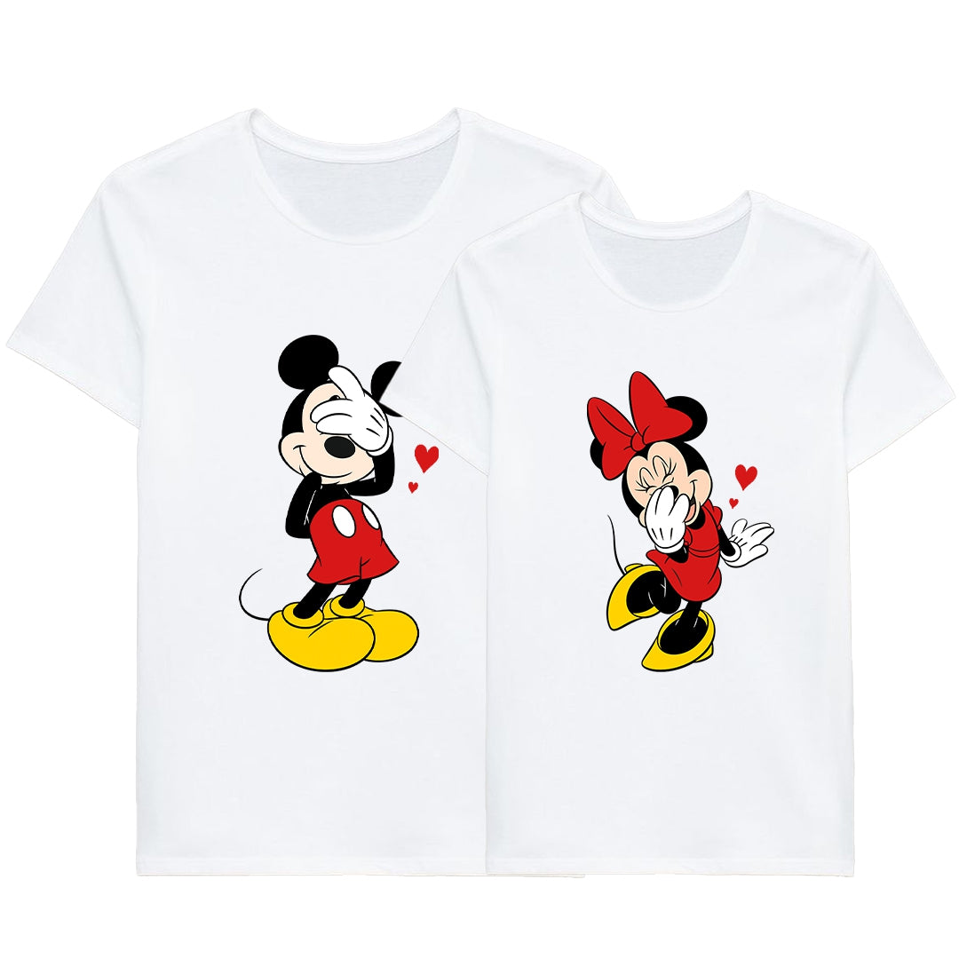 Schüchterner Mickey & Minnie Hearts t -Shirt