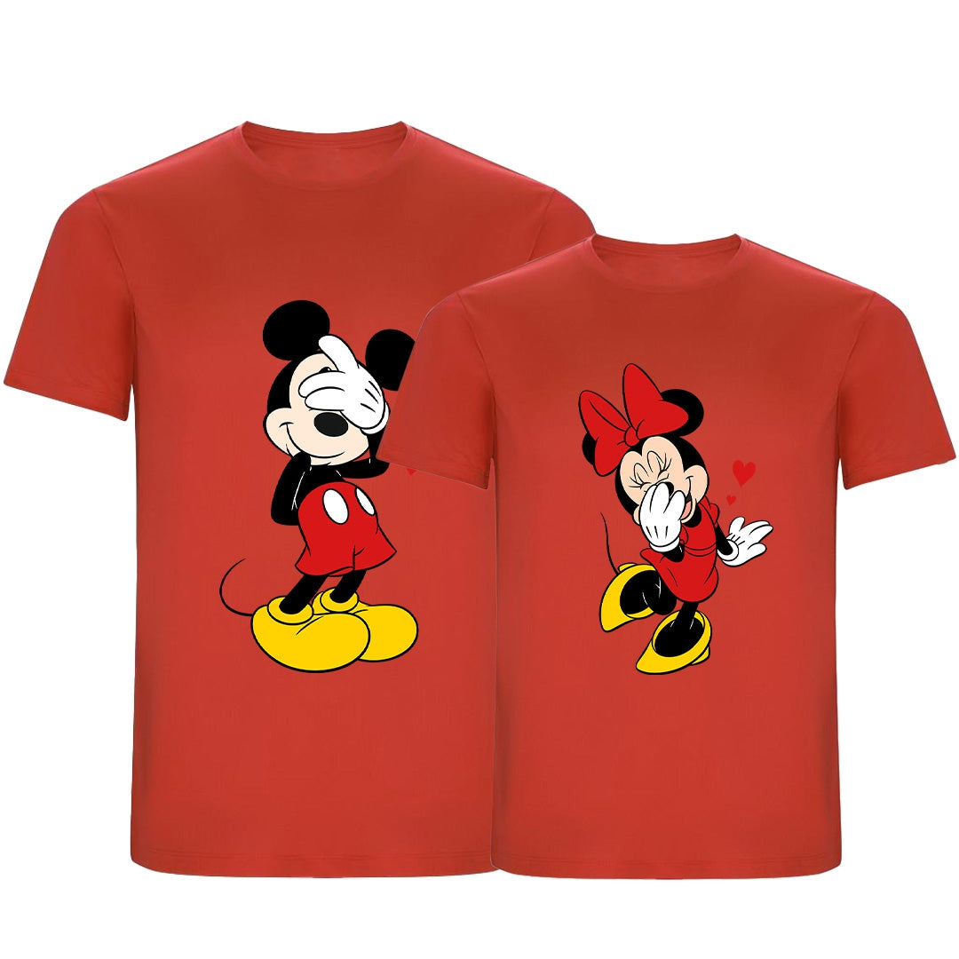 Tímido Mickey & Minnie Hearts T -Shirt