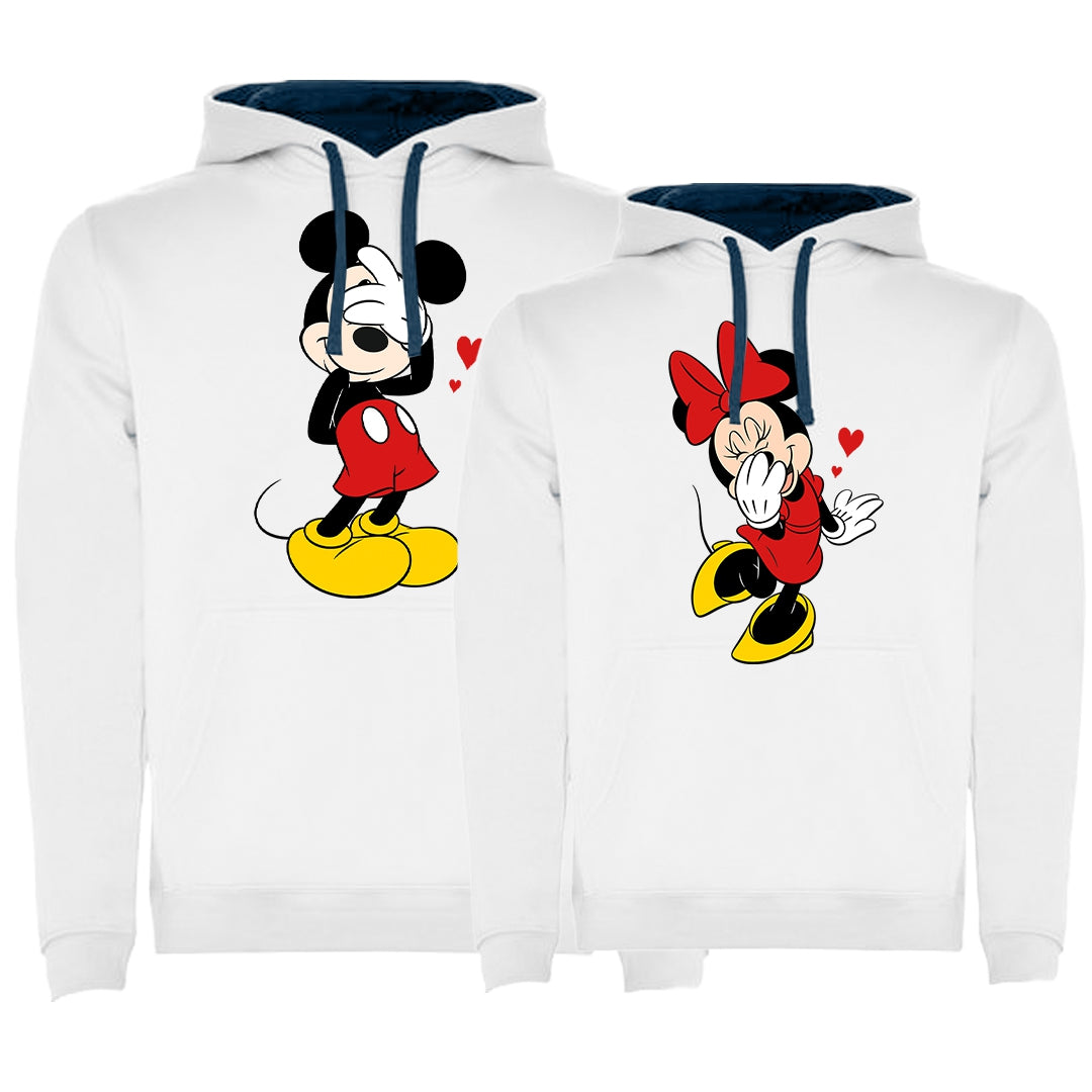Sudadera premium Shy Mickey & Minnie hearts bicolor