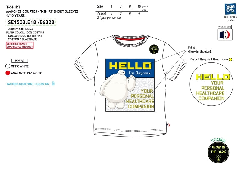 Big Hero White Helllo T -Shirt