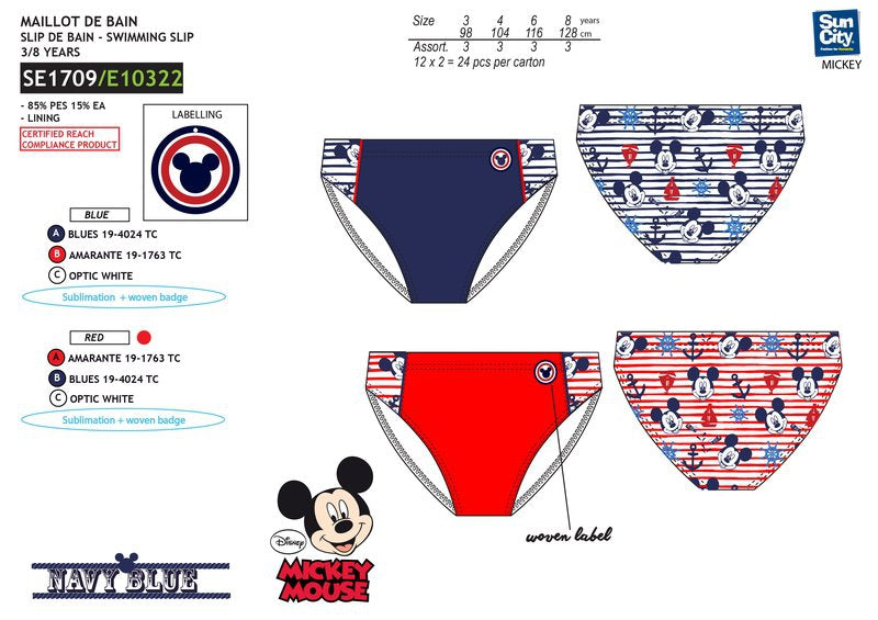 Slip Mickey Anclas and Stripes swimsuit