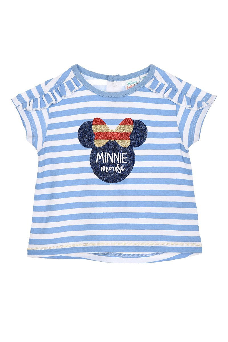 Camiseta Minnie rayas detalles purpurina baby