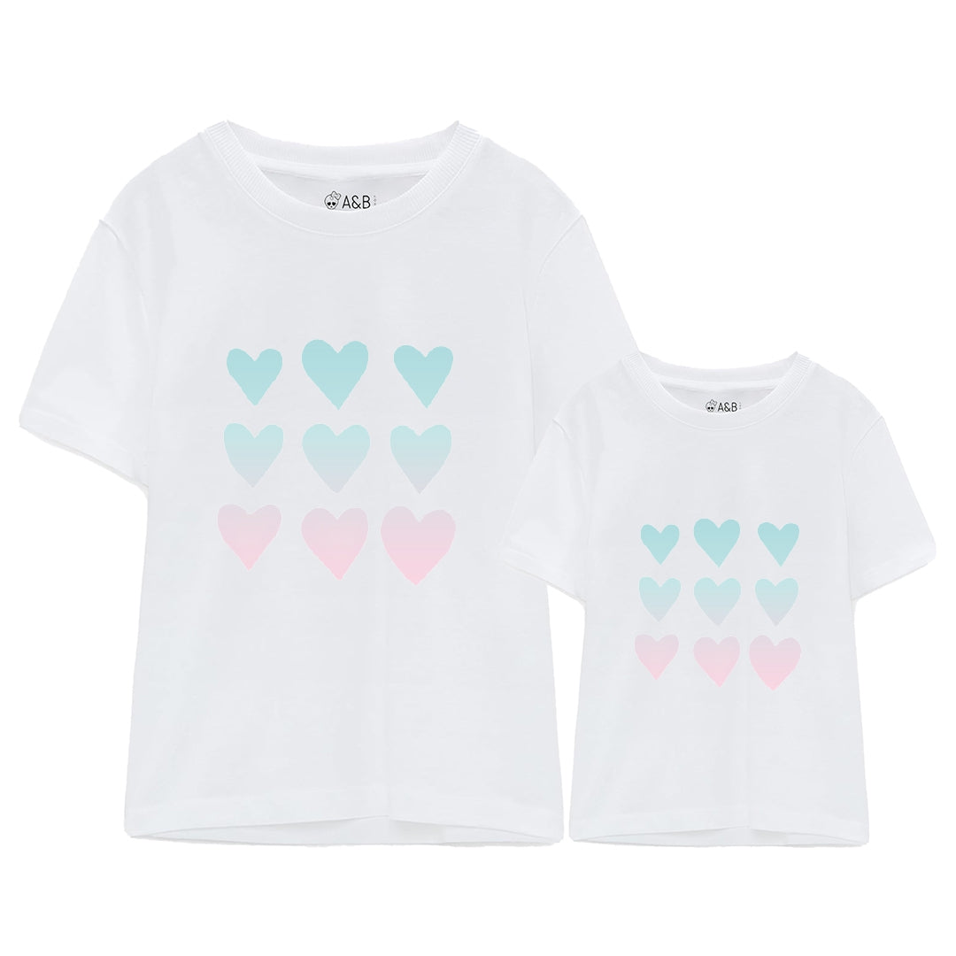 Camiseta Nine hearts colores pastel